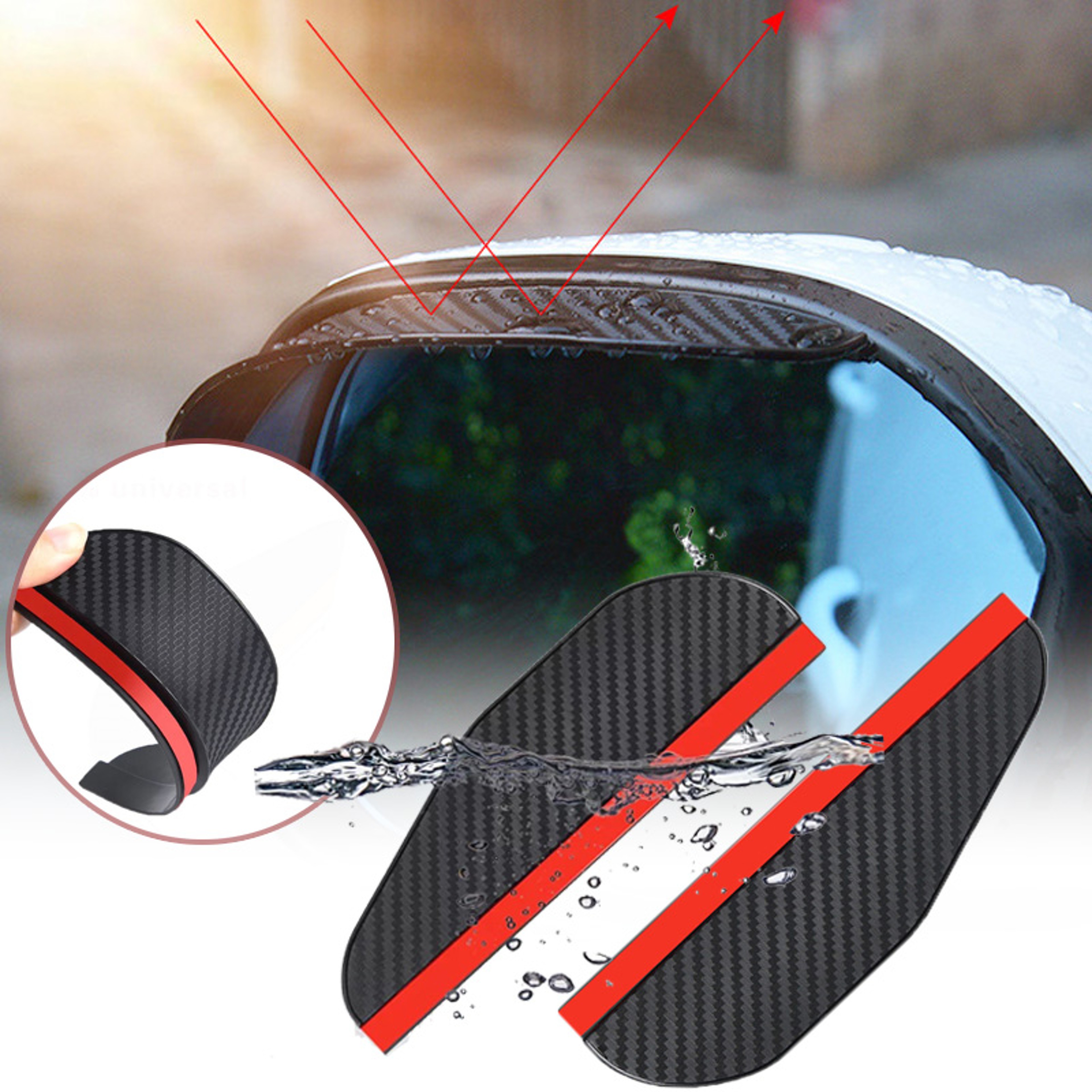 Universal Carbon Fiber Side Mirror Rain Guard 0