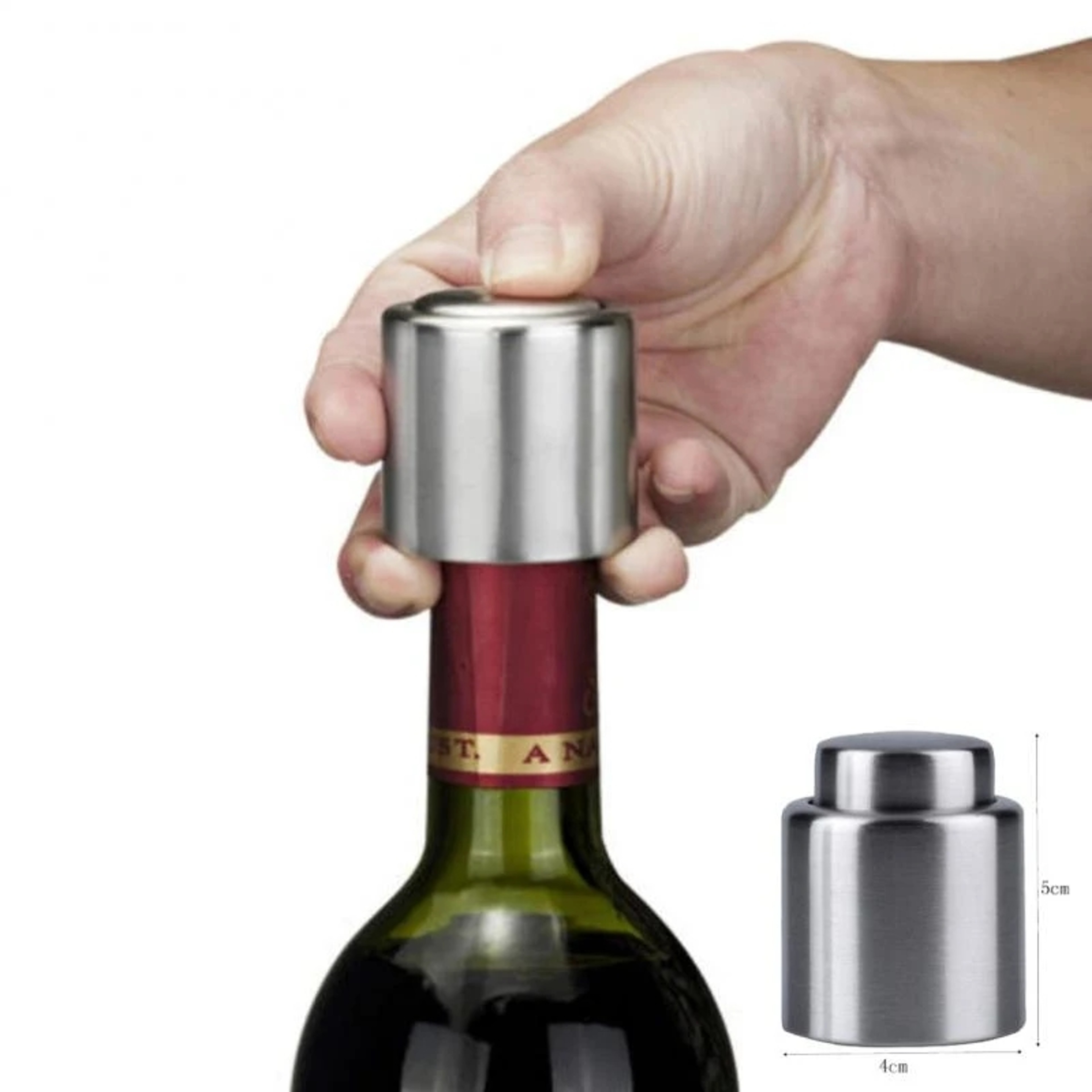 Stainless Steel Vacuum Wine Stopper Set Reusable Airtight Wine Bottle Sealer Caps – view 2