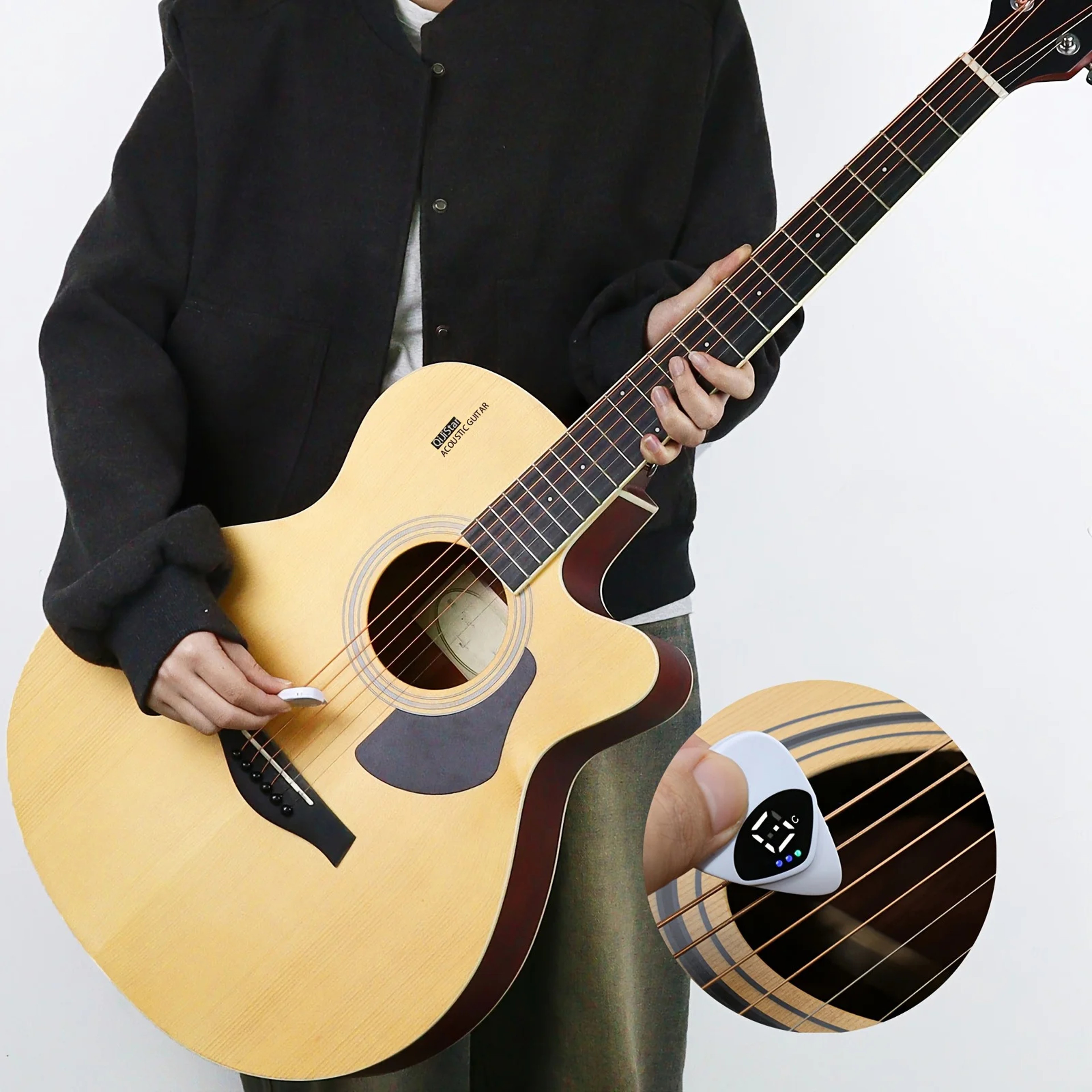 Guitar Pick Tuner for Acoustic Guitar & Ukulele with Digital Pitch Calibration – view 2