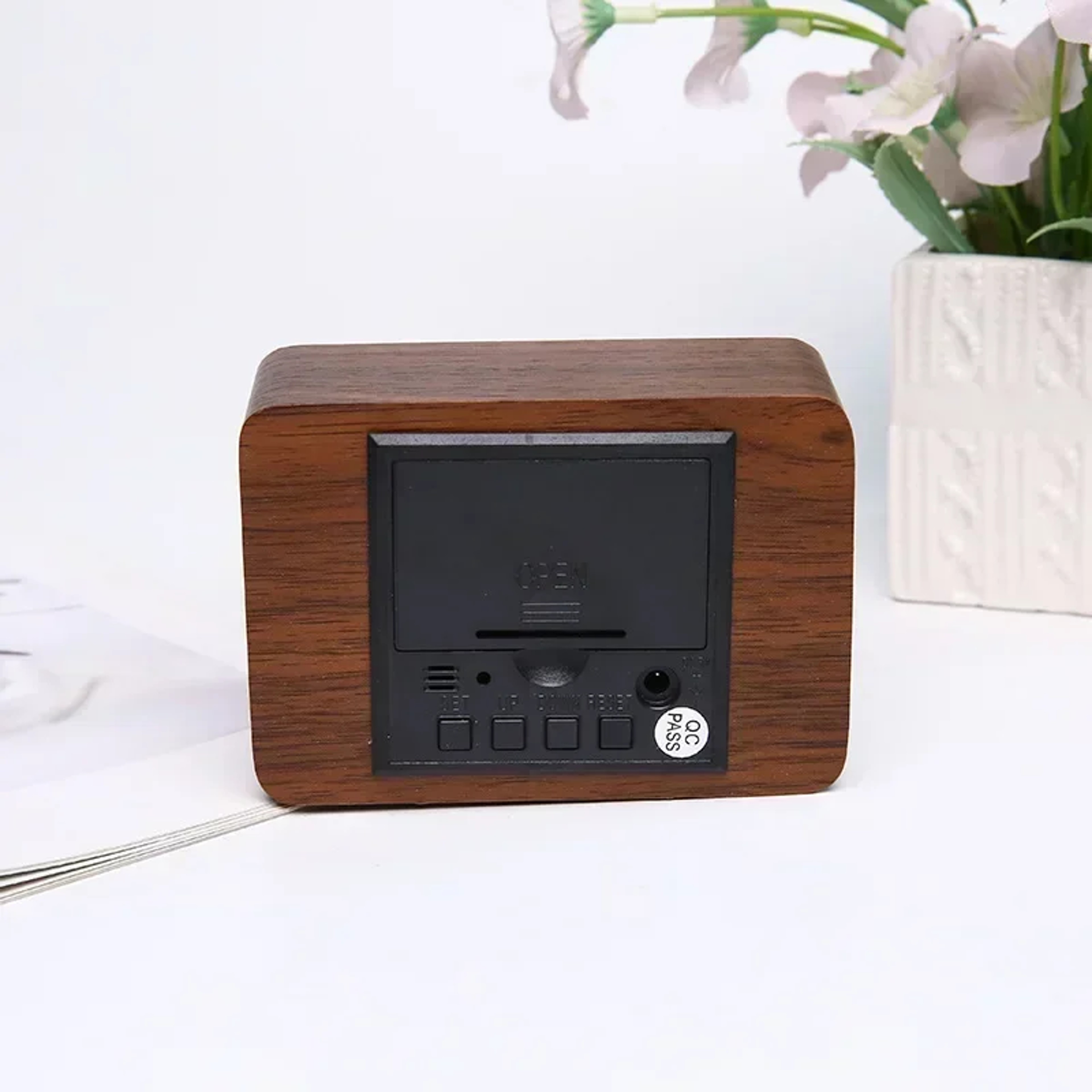 Nordic LED Wooden Alarm Clock with Voice Control & Temperature Display – view 4