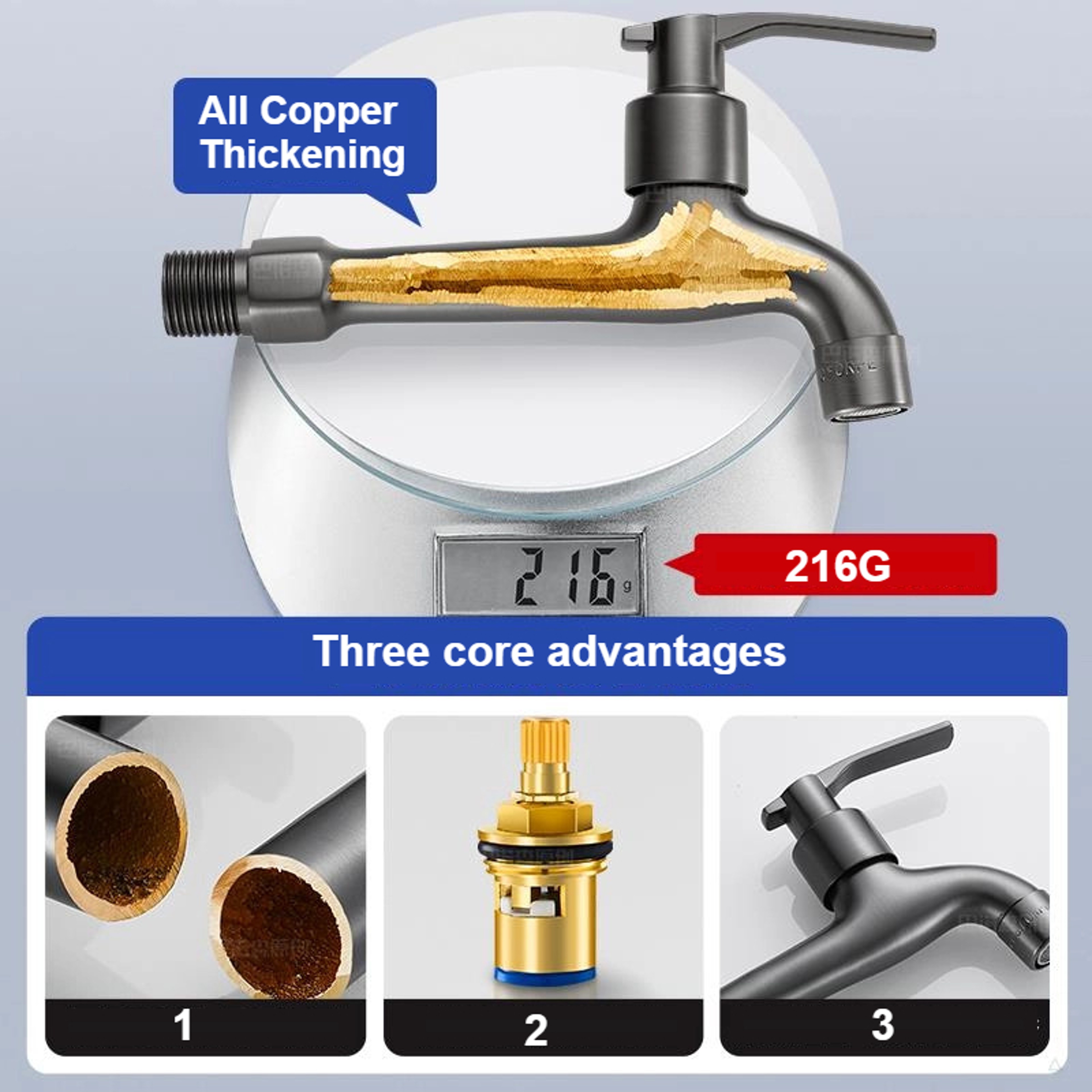 Premium Copper Balcony Faucet Wall Mounted Tap For Quick Open Washing 4