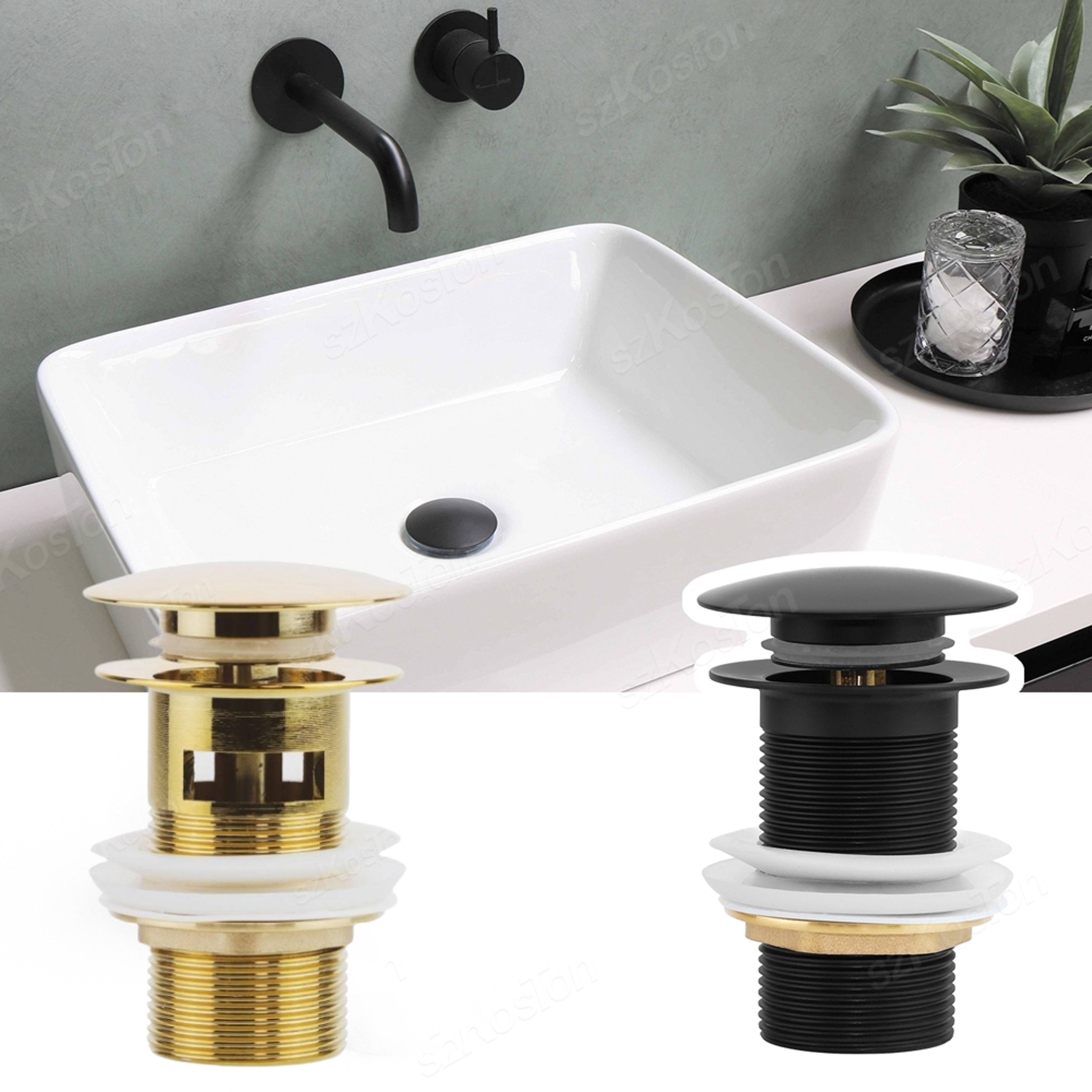 Elegant Brass  Matte Black Pop Up Sink Drain Stopper With Overflow Filter 0