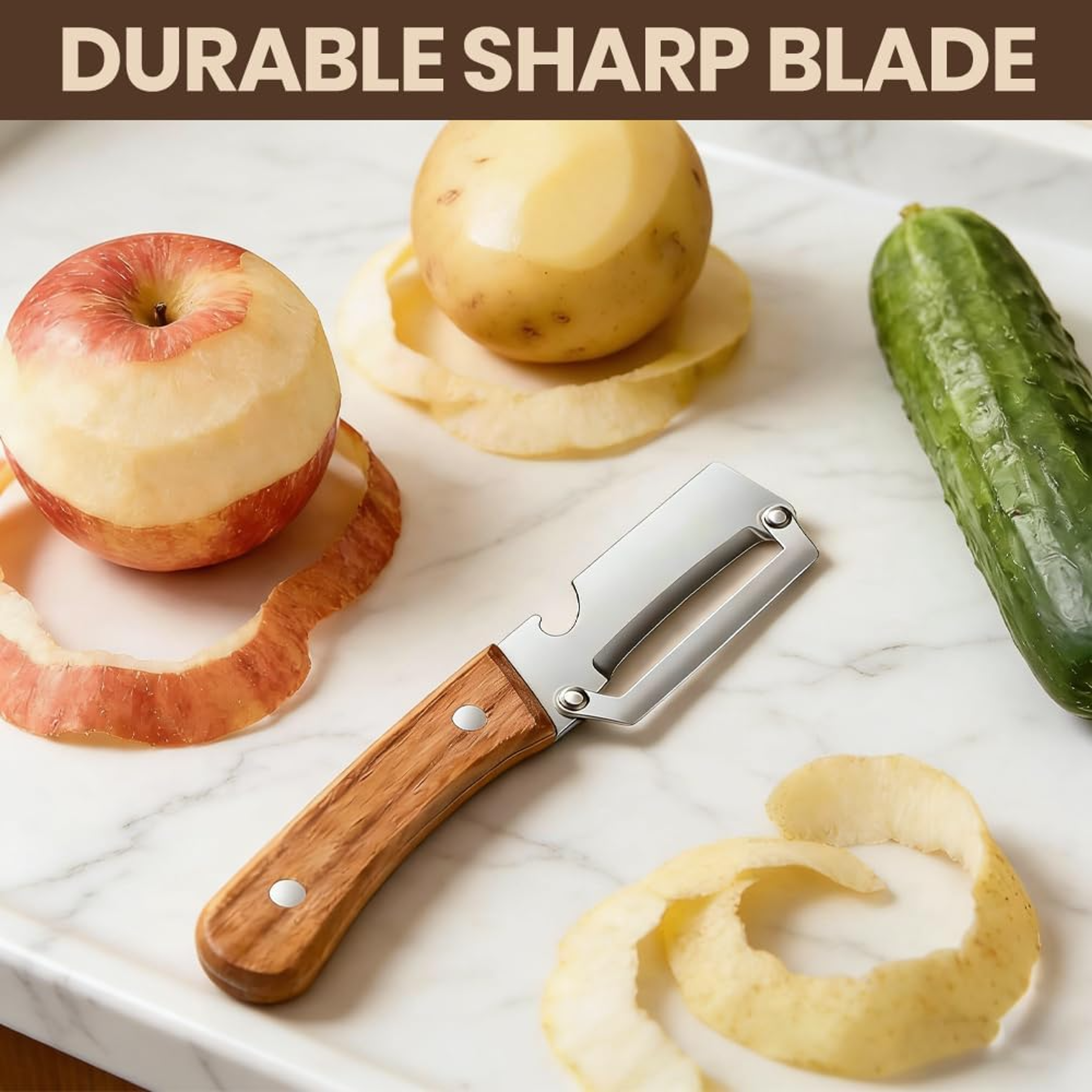 Vegetable Peeler with Wooden Handle & Stainless Steel Bottle Opener – view 3