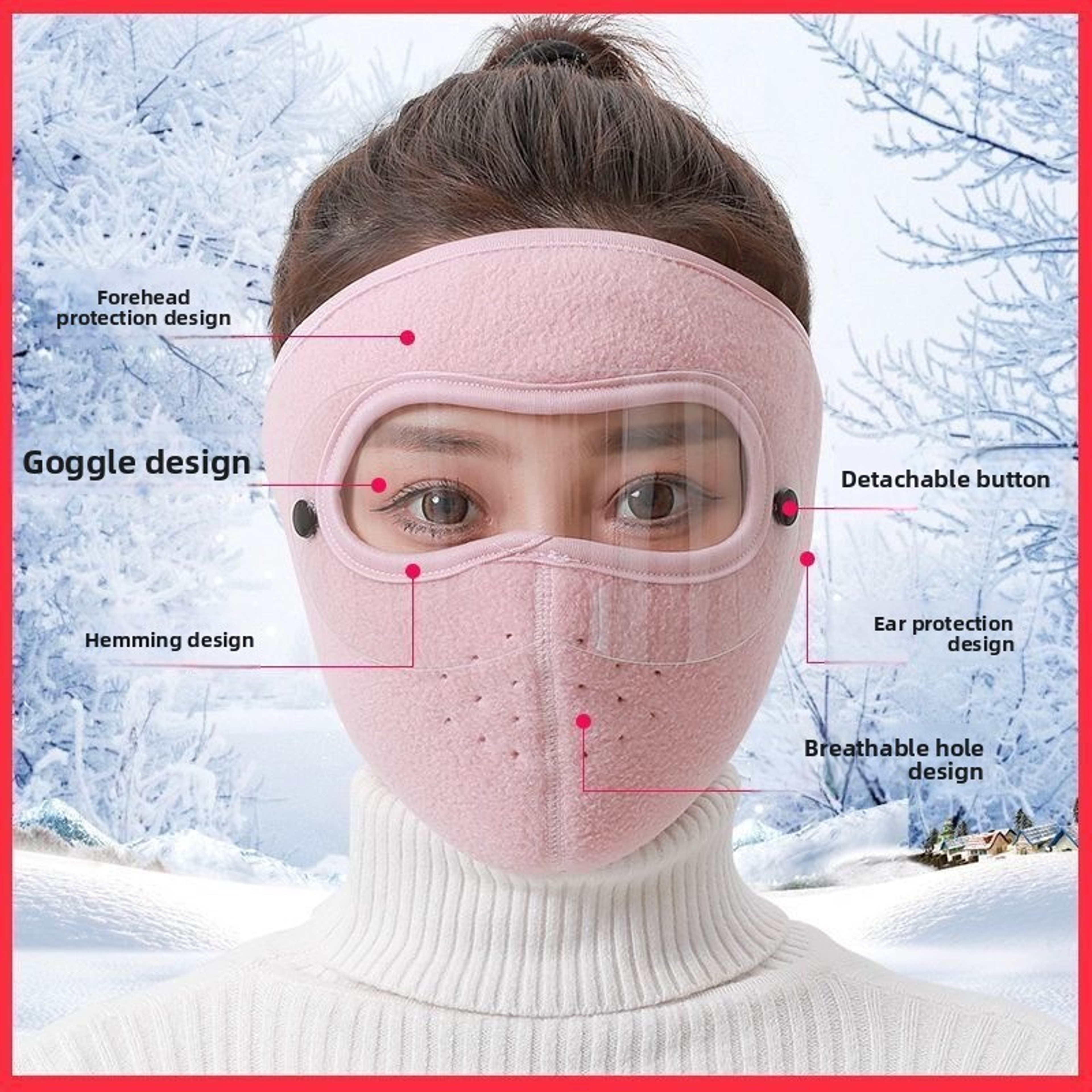 Winter Ski Face Mask With Goggles For Cold Weather Cycling 3