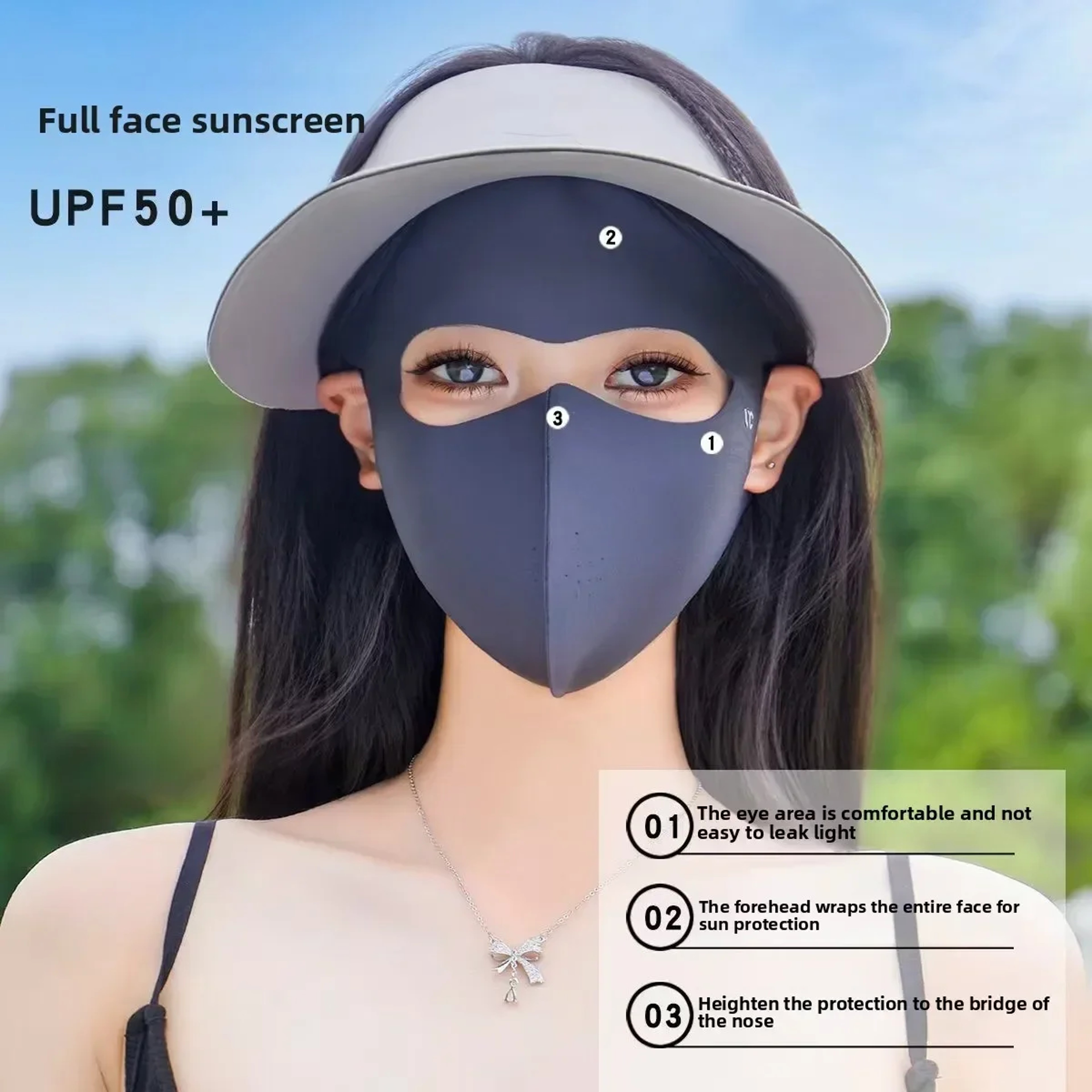 Women Summer UV Protection Face Mask Adjustable Full Face Sun Shield For Hiking  Cycling 2
