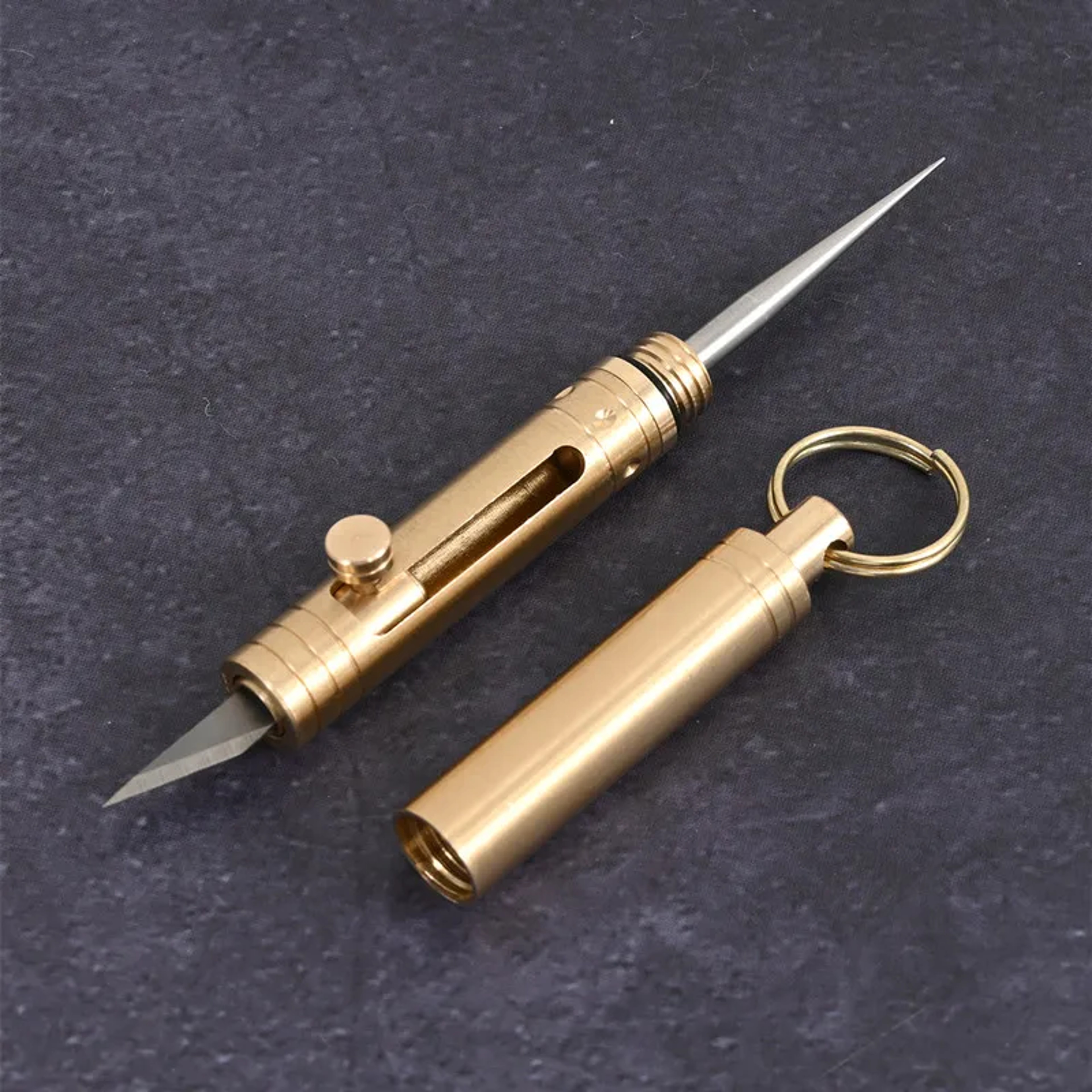 EDC Brass Toothpick Keychain Multi Tool Pocket Utility Pick 3