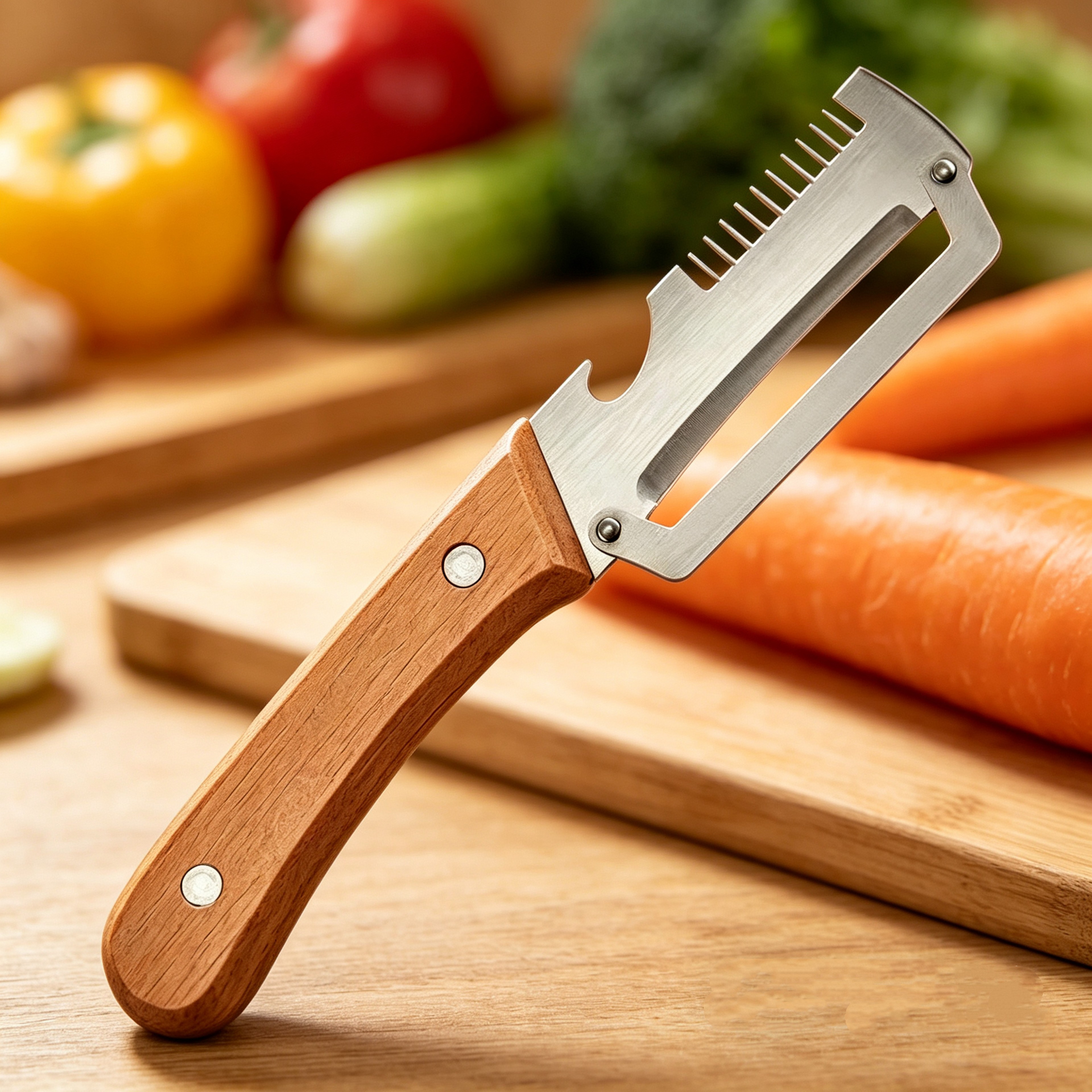 Wood Handle Vegetable Peeler & Fruit Slicer for Smooth, Effortless Kitchen Prep – view 6