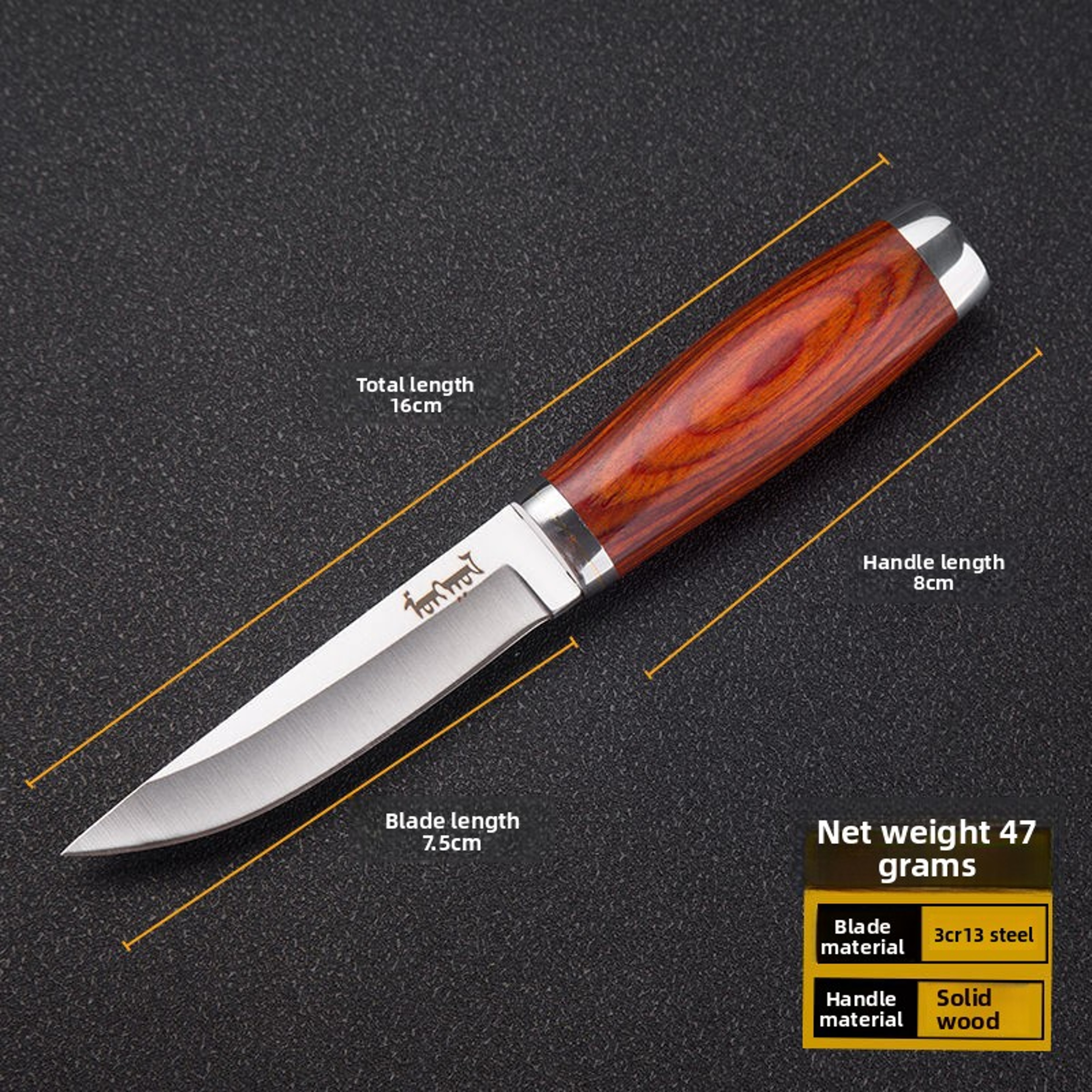Mongolian Forge Steak Knife With Solid Wood Handle And High Carbon Steel Blade 1