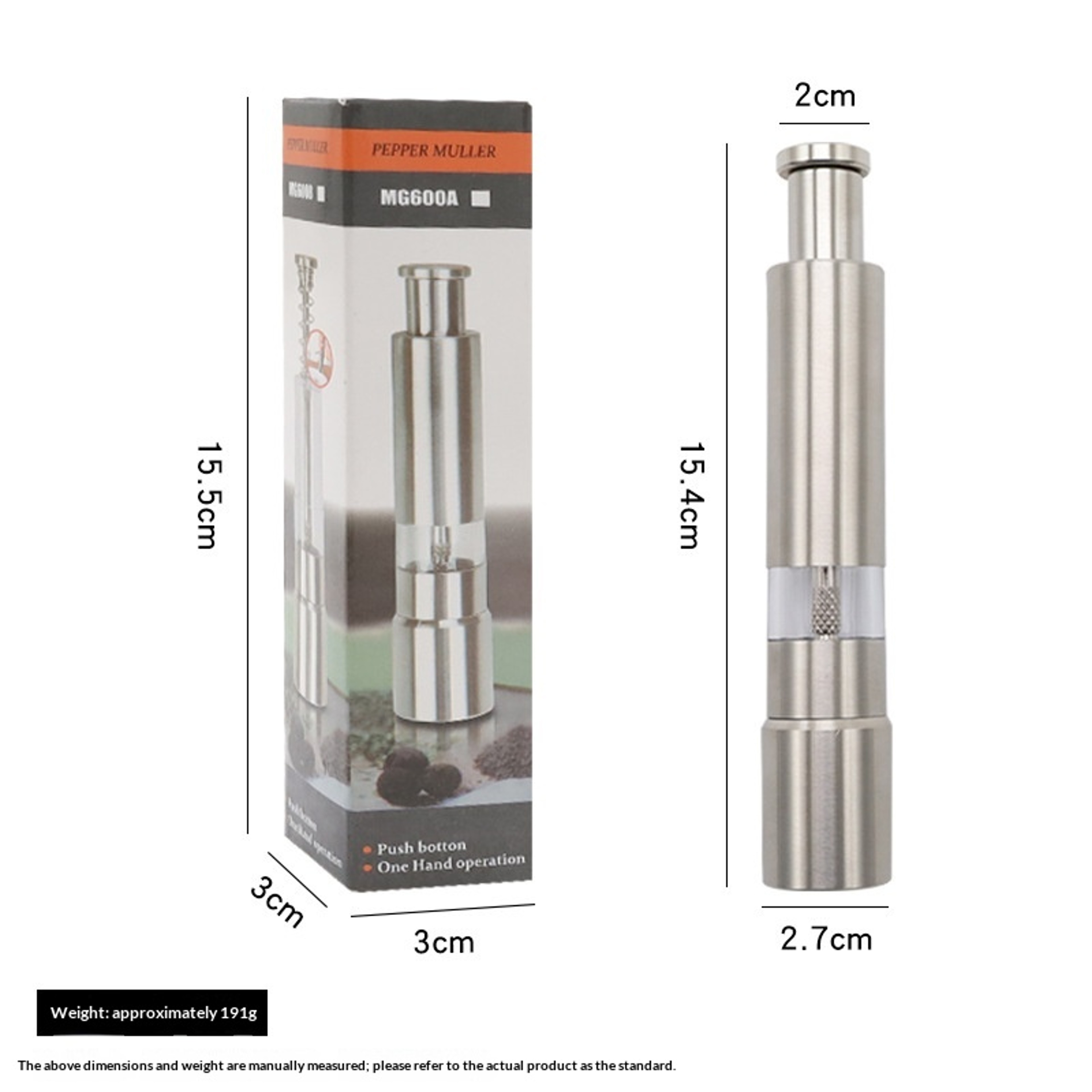 Electric Stainless Steel Pepper Grinder  Salt Mill For Fresh Kitchen Seasoning 5