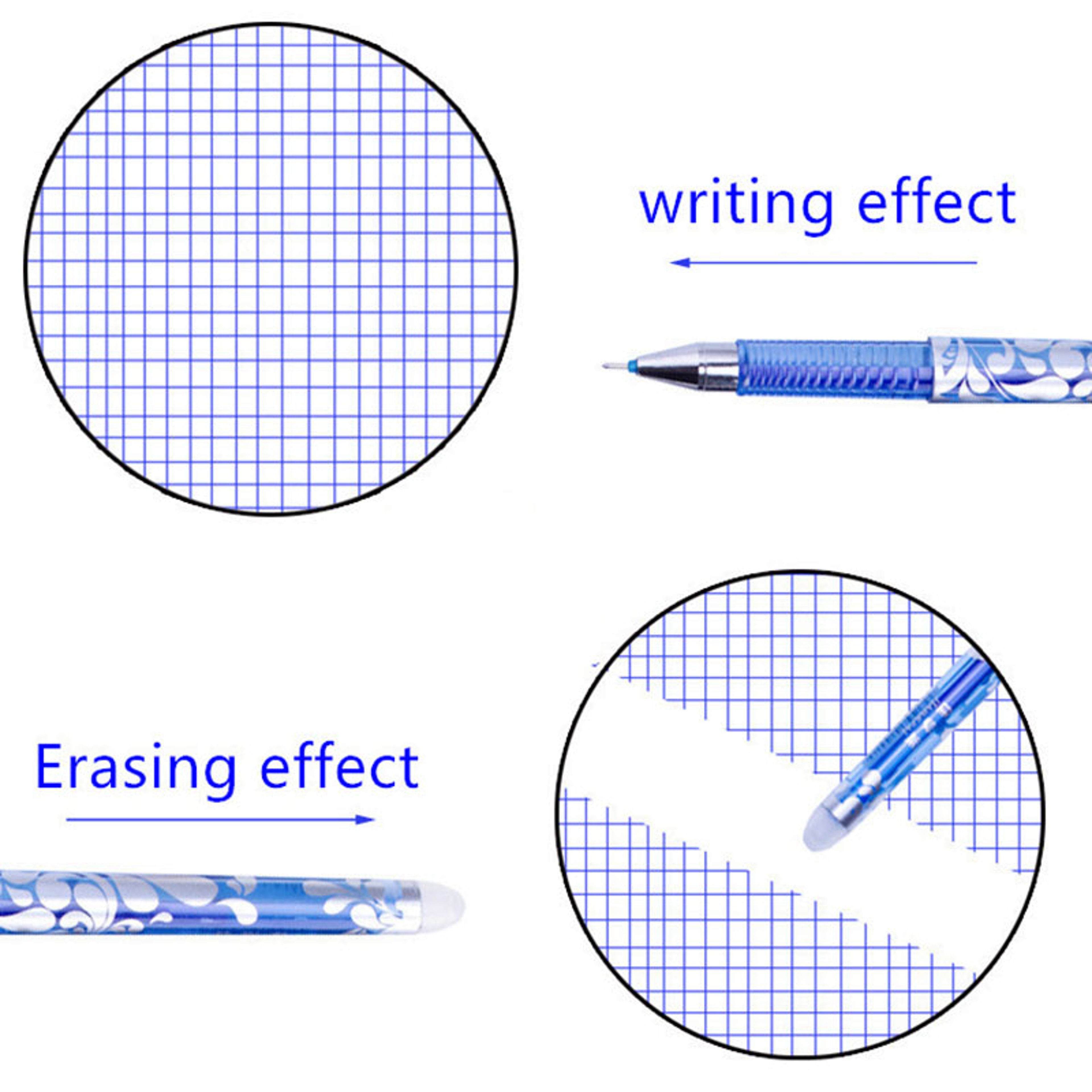 Reusable Erasable Gel Pen Refills Blue Black Ink Set for School and Office – view 3
