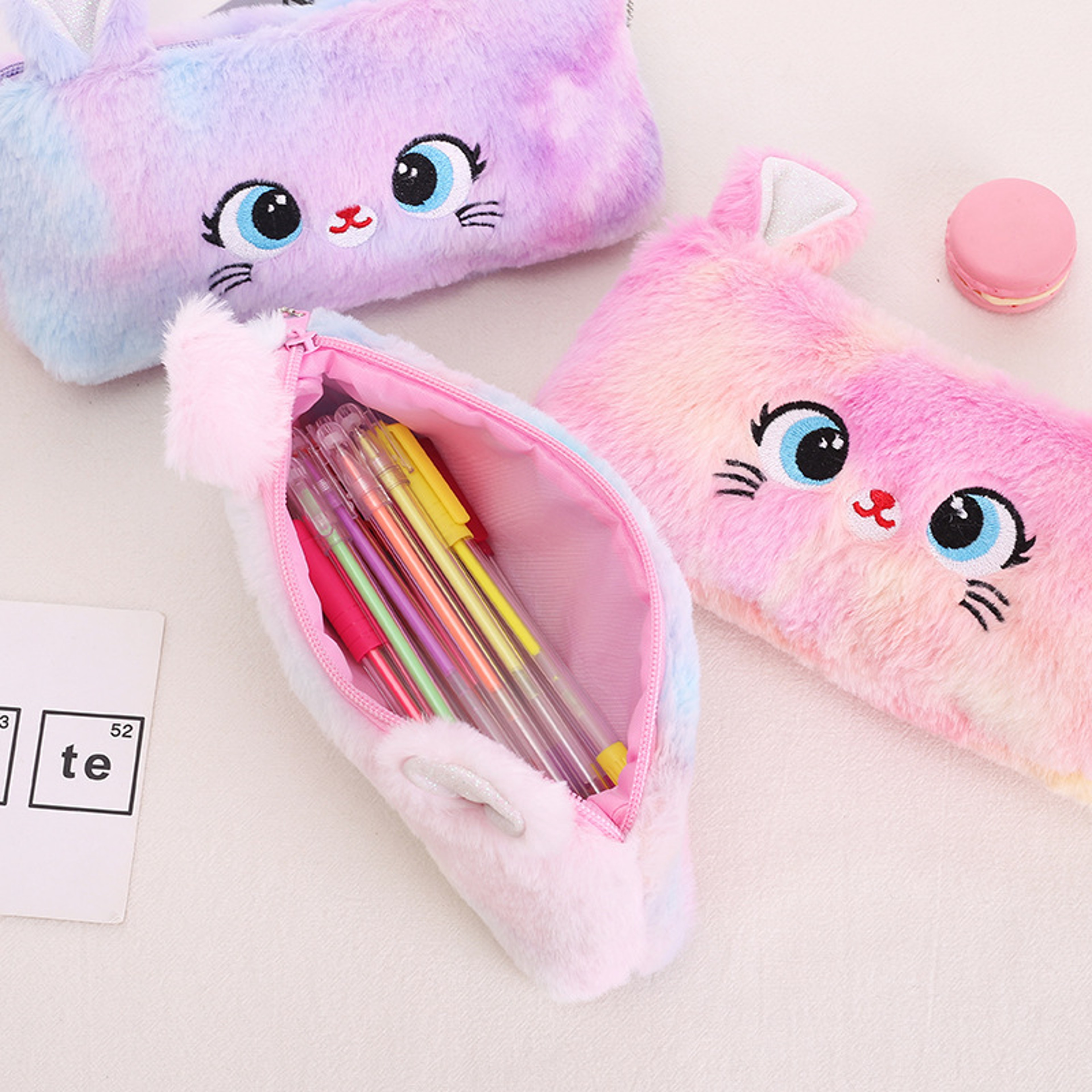 Cute Cat Plush Pencil Case Large Capacity Pencil Pouch For Girls  Kids 4