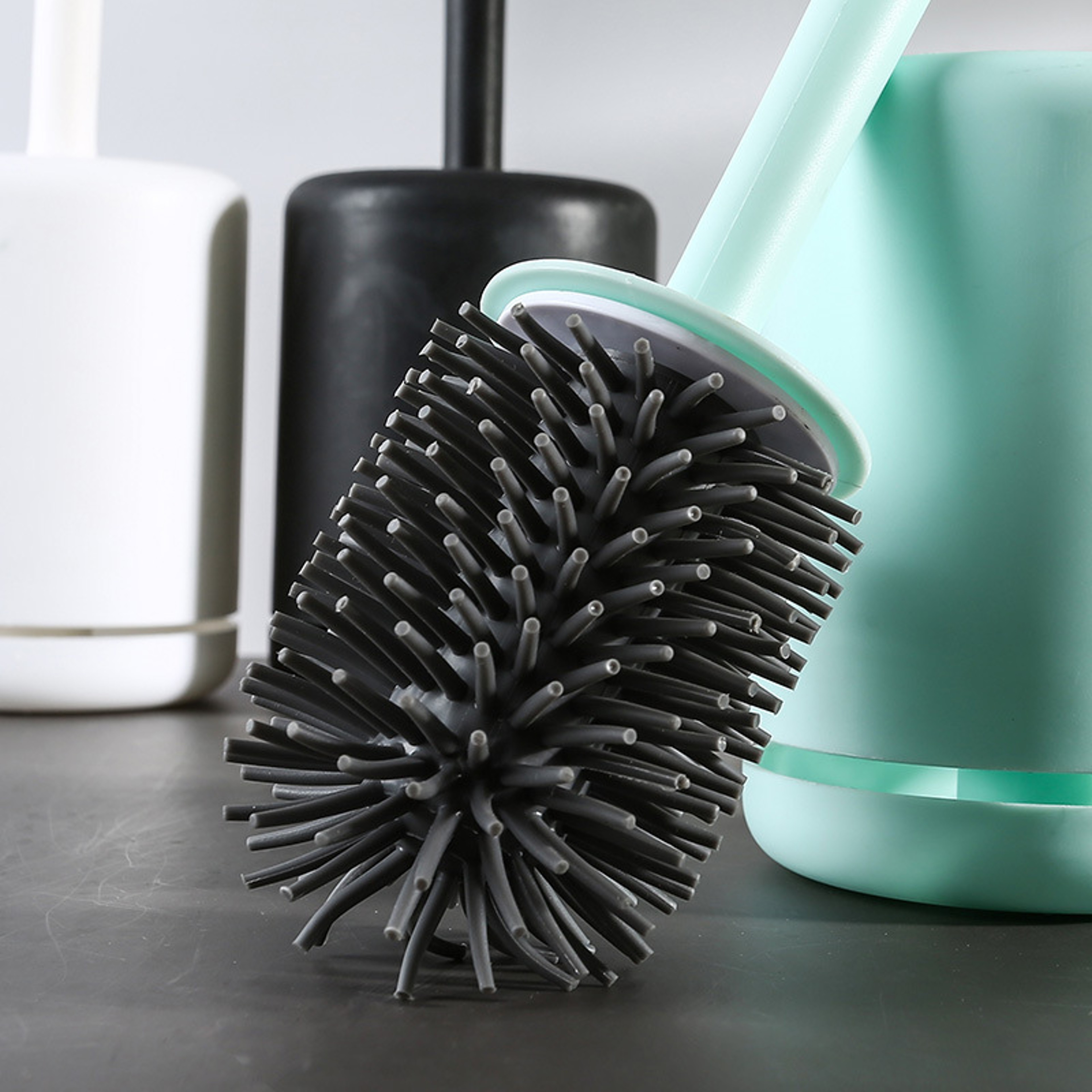 QuickDry Silicone Toilet Brush & Holder Set for Deep Bathroom Cleaning – view 4