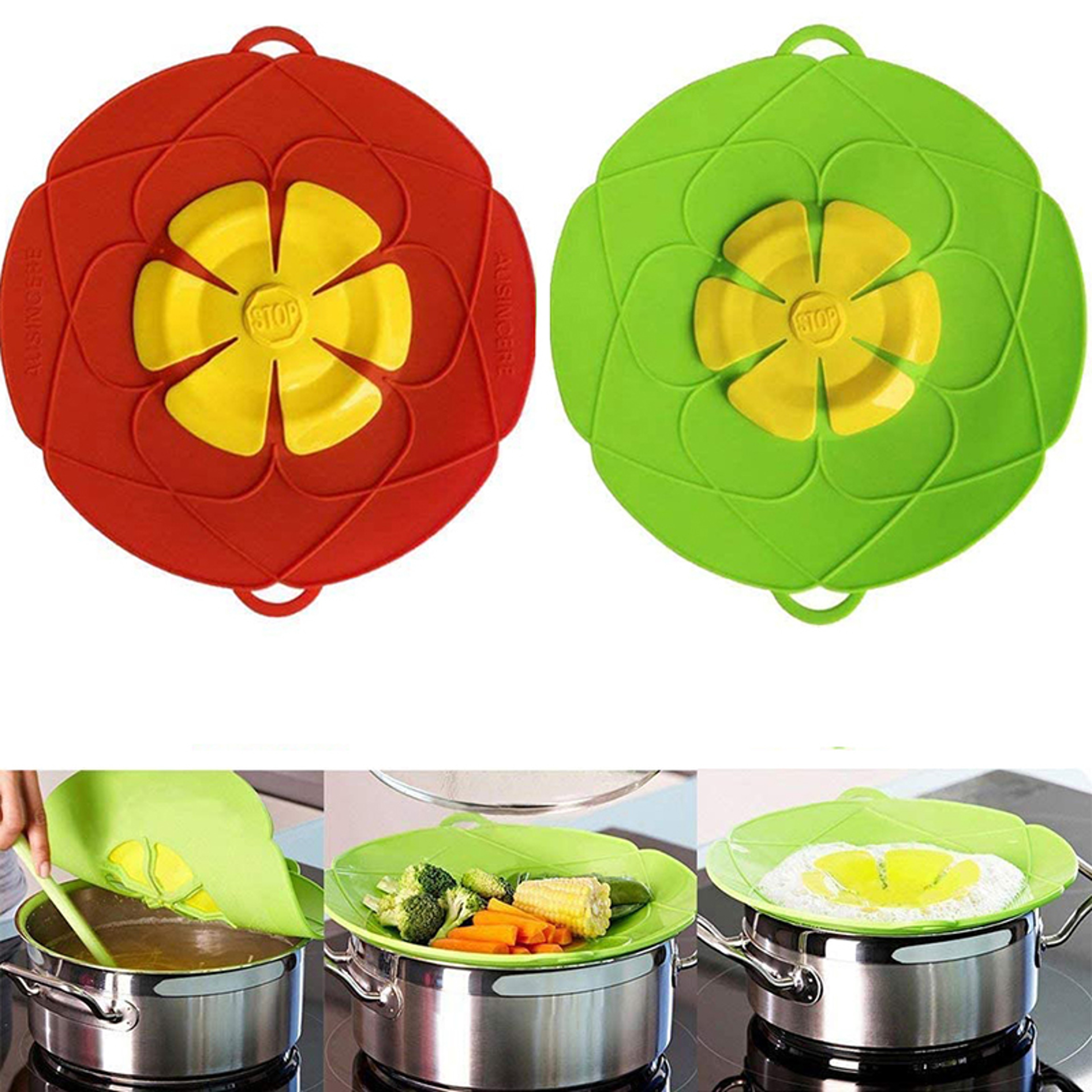 FlowerGuard Silicone Spill Stopper Lid for Pots & Pans – view 1