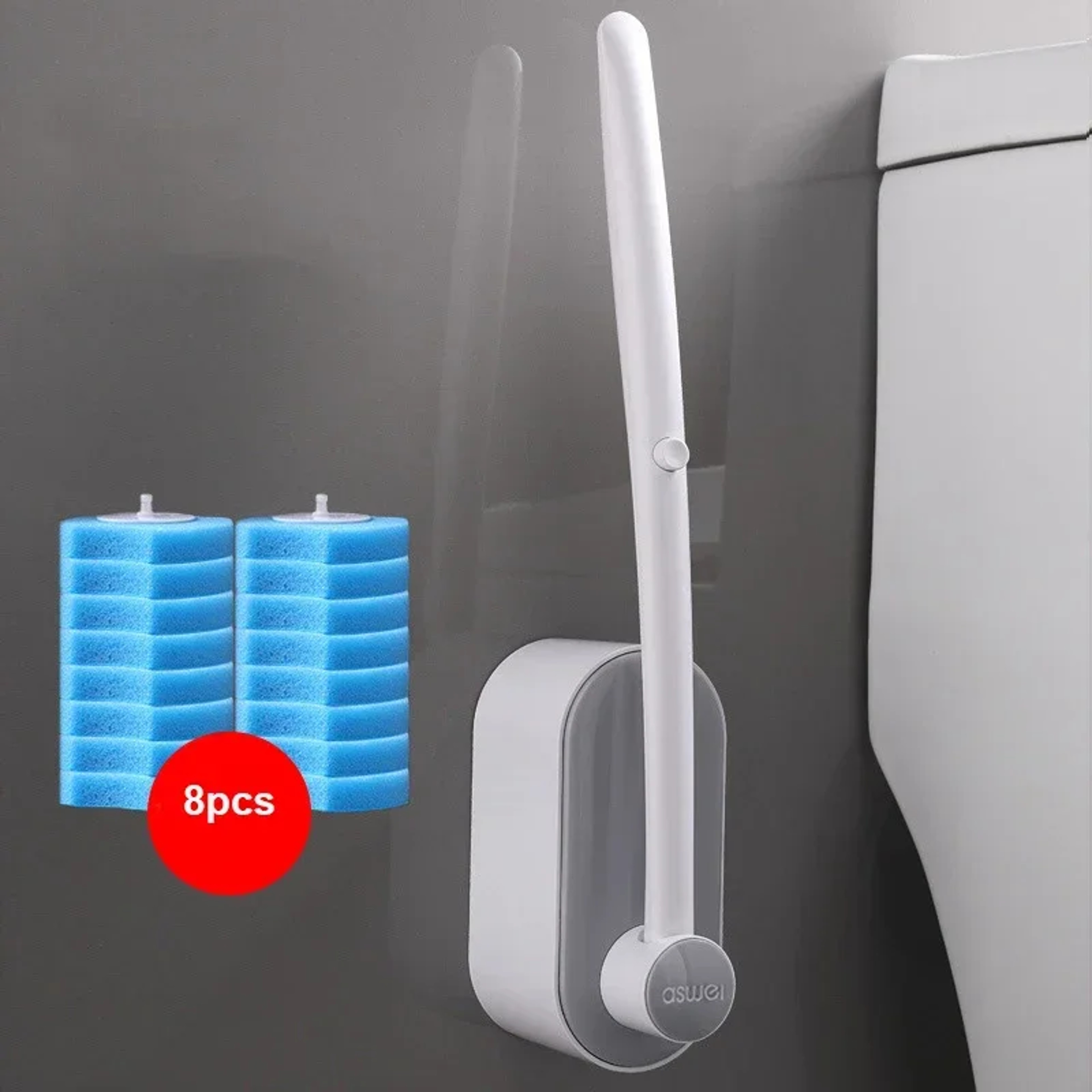 Disposable Toilet Brush Kit with Wall Mount & Long Handle for Deep Bathroom Cleaning – view 8