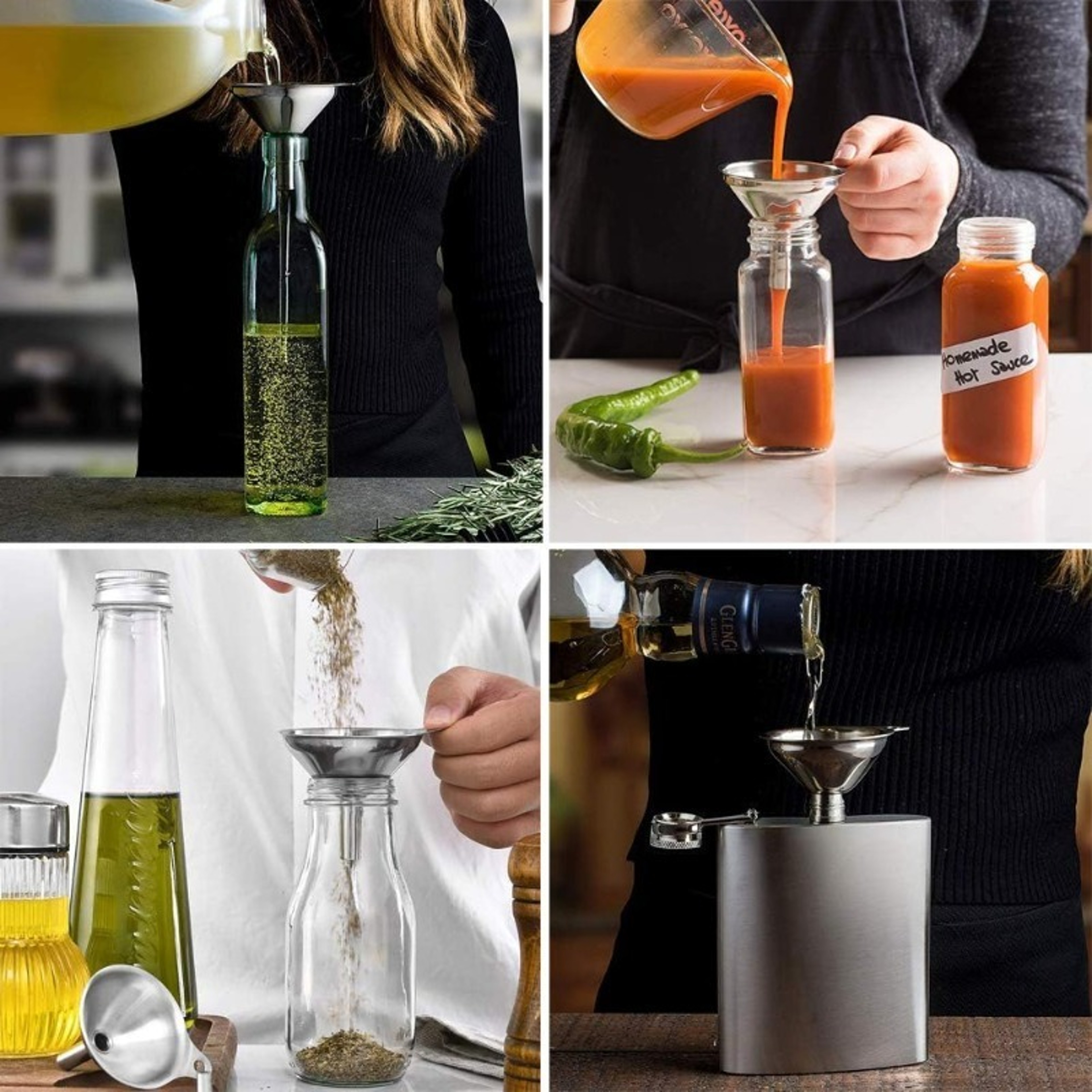 Stainless Steel Mini Funnel Set For Bottles Essential Oils  Powder Filling 1