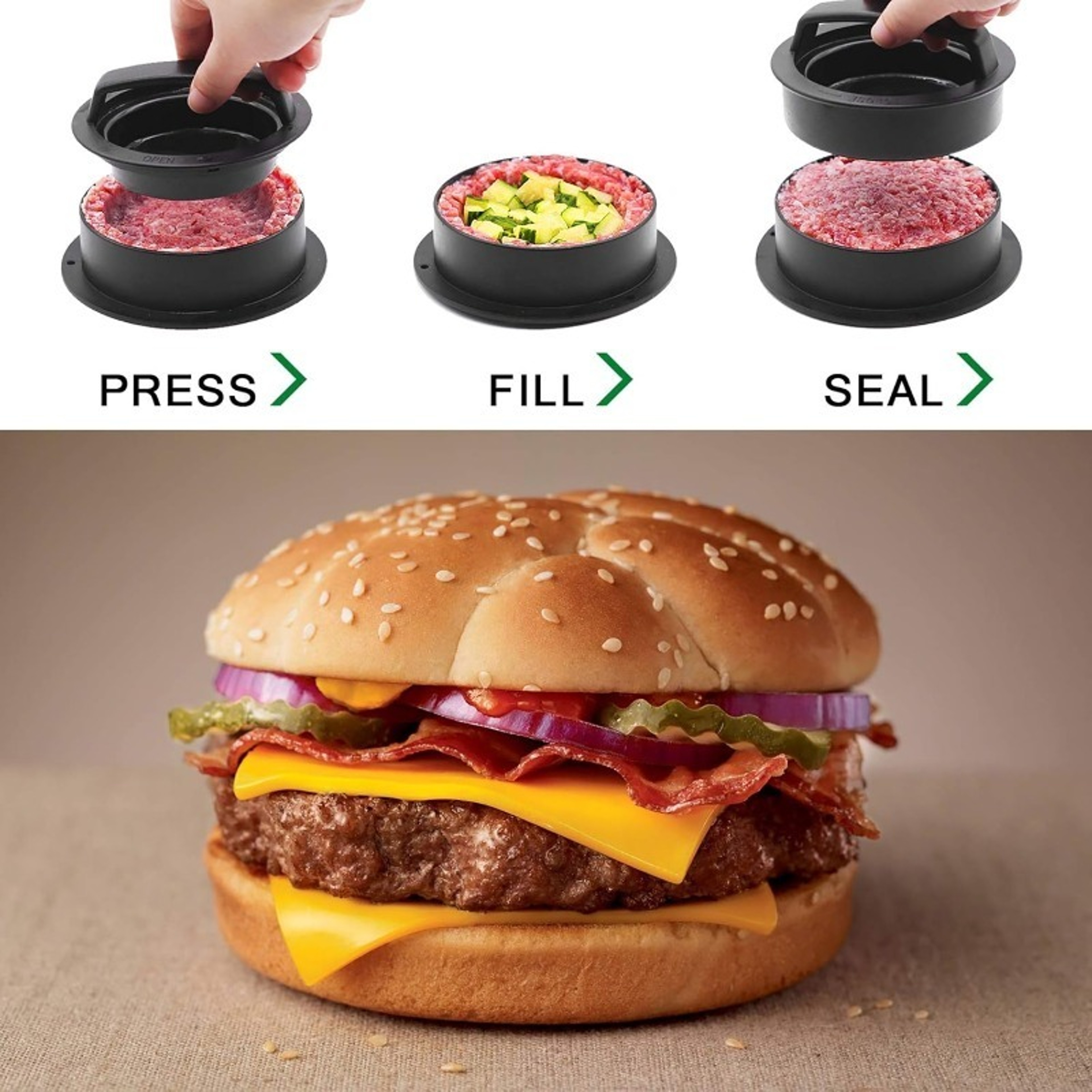 Non Stick Burger Press and Hamburger Patty Maker Mold for BBQ and Home Cooking – view 5