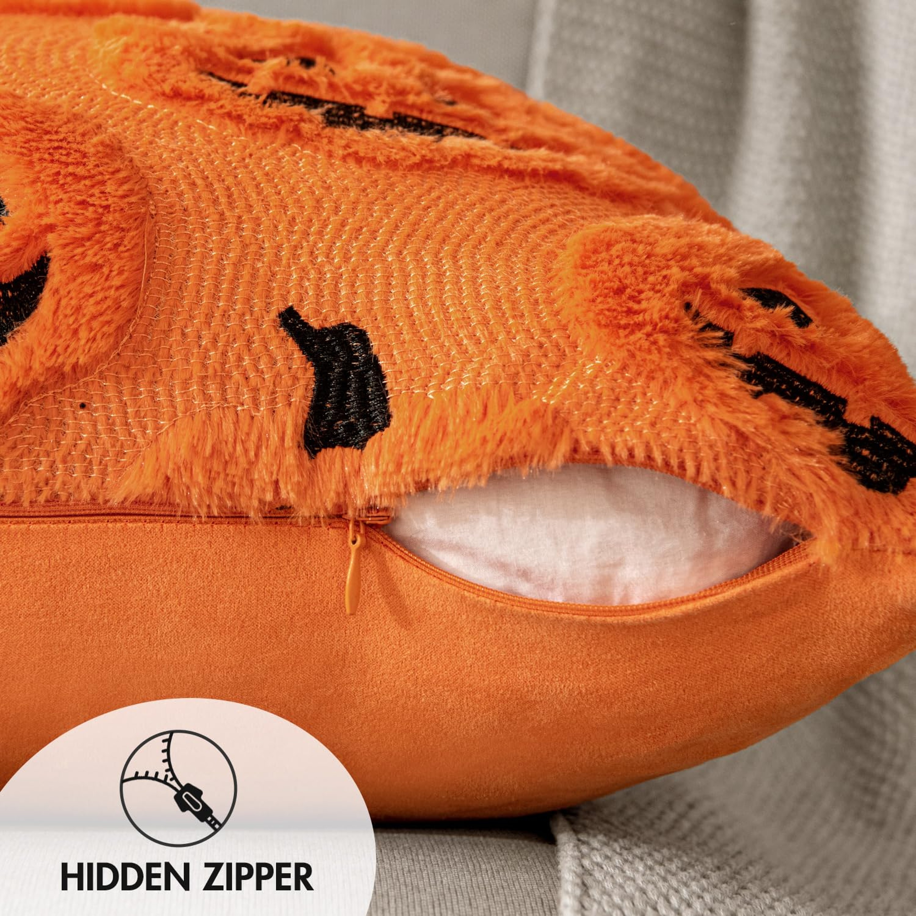 Cozy Pumpkin Plush Pillow Covers For Fall Sofa And Halloween Home Decor 5