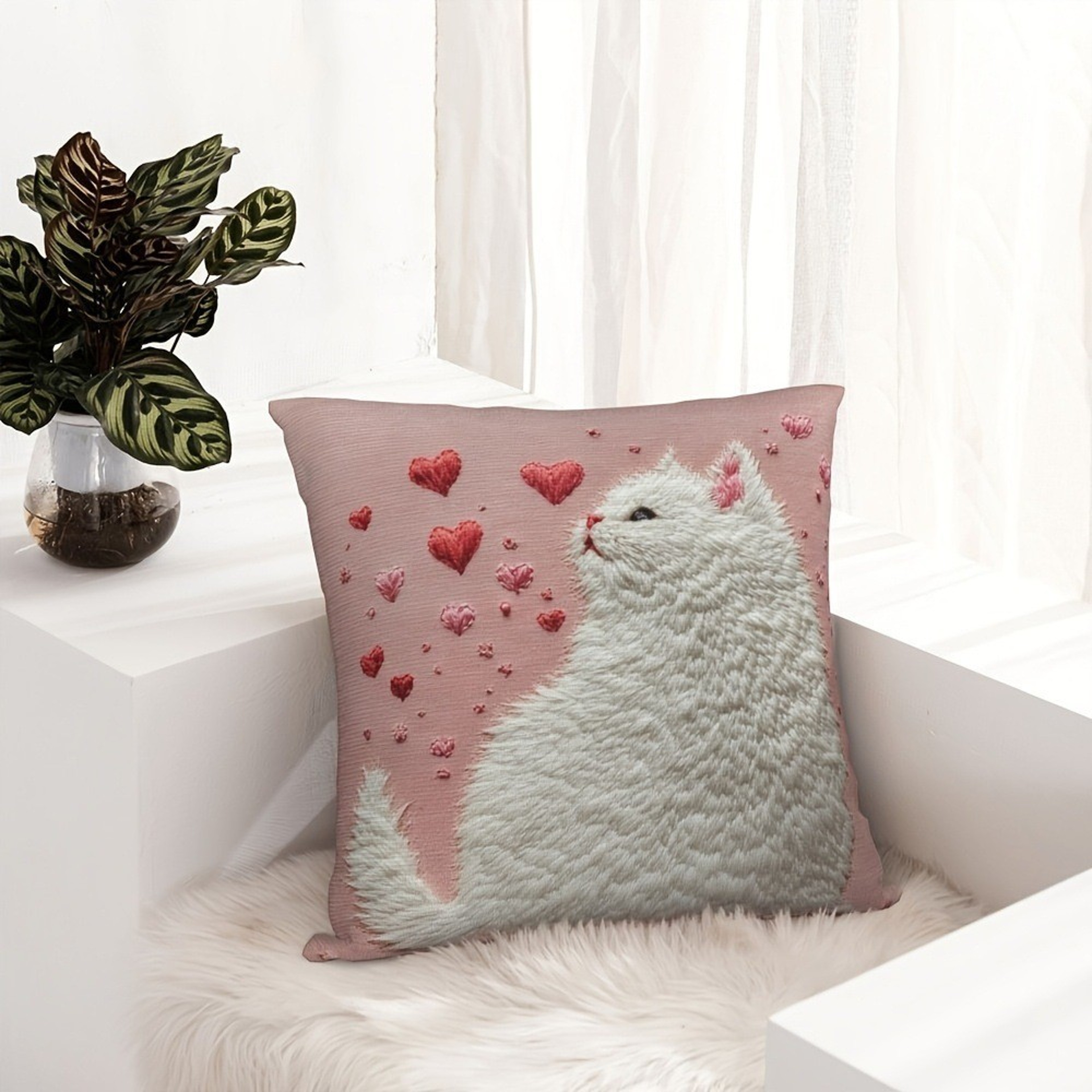 Cute Cartoon Cat Pillow Cover for Sofa Decor Cozy Cat Cushion Cover Gift for Cat Lovers – view 13