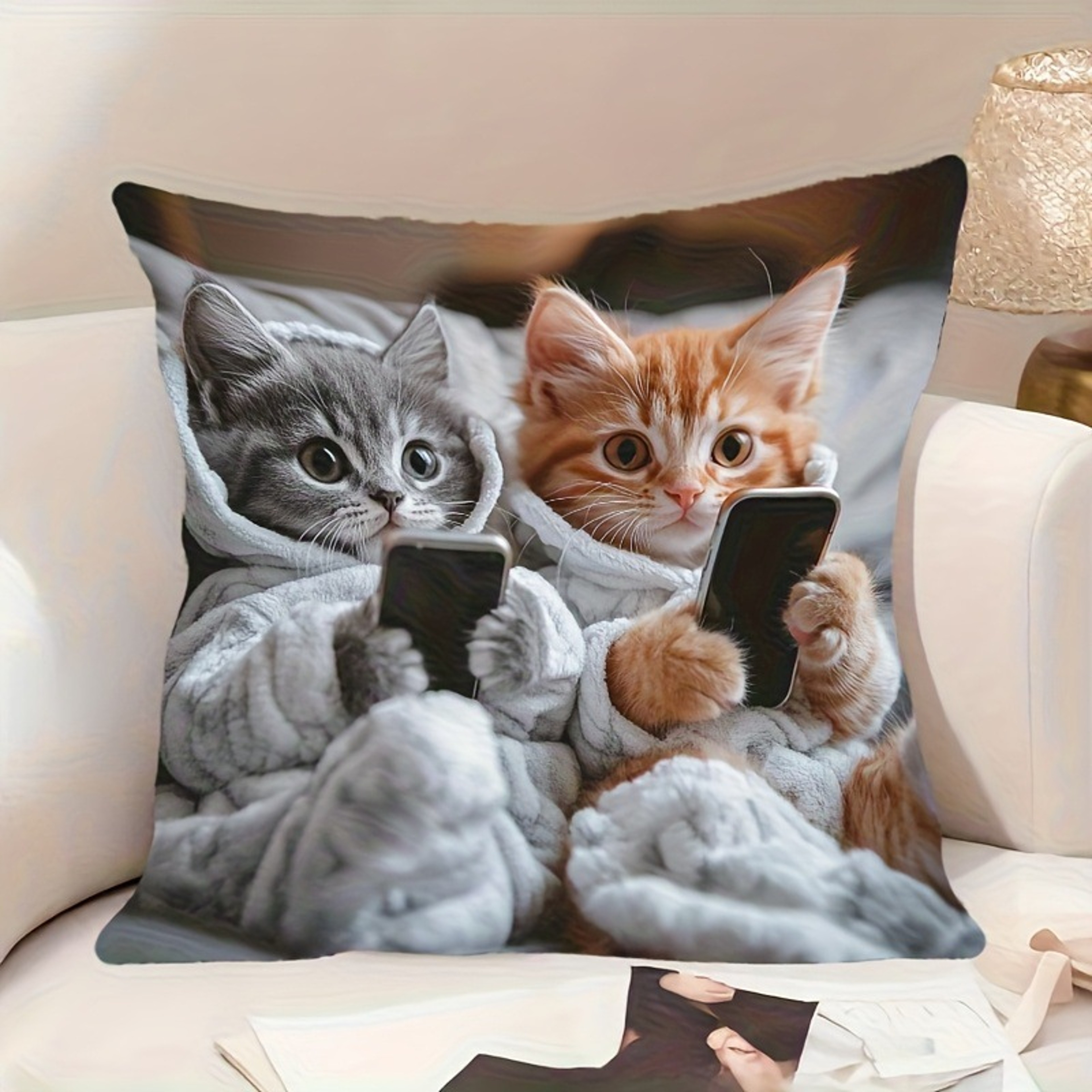 Cute Cartoon Cat Pillow Cover for Sofa Decor Cozy Cat Cushion Cover Gift for Cat Lovers – view 19