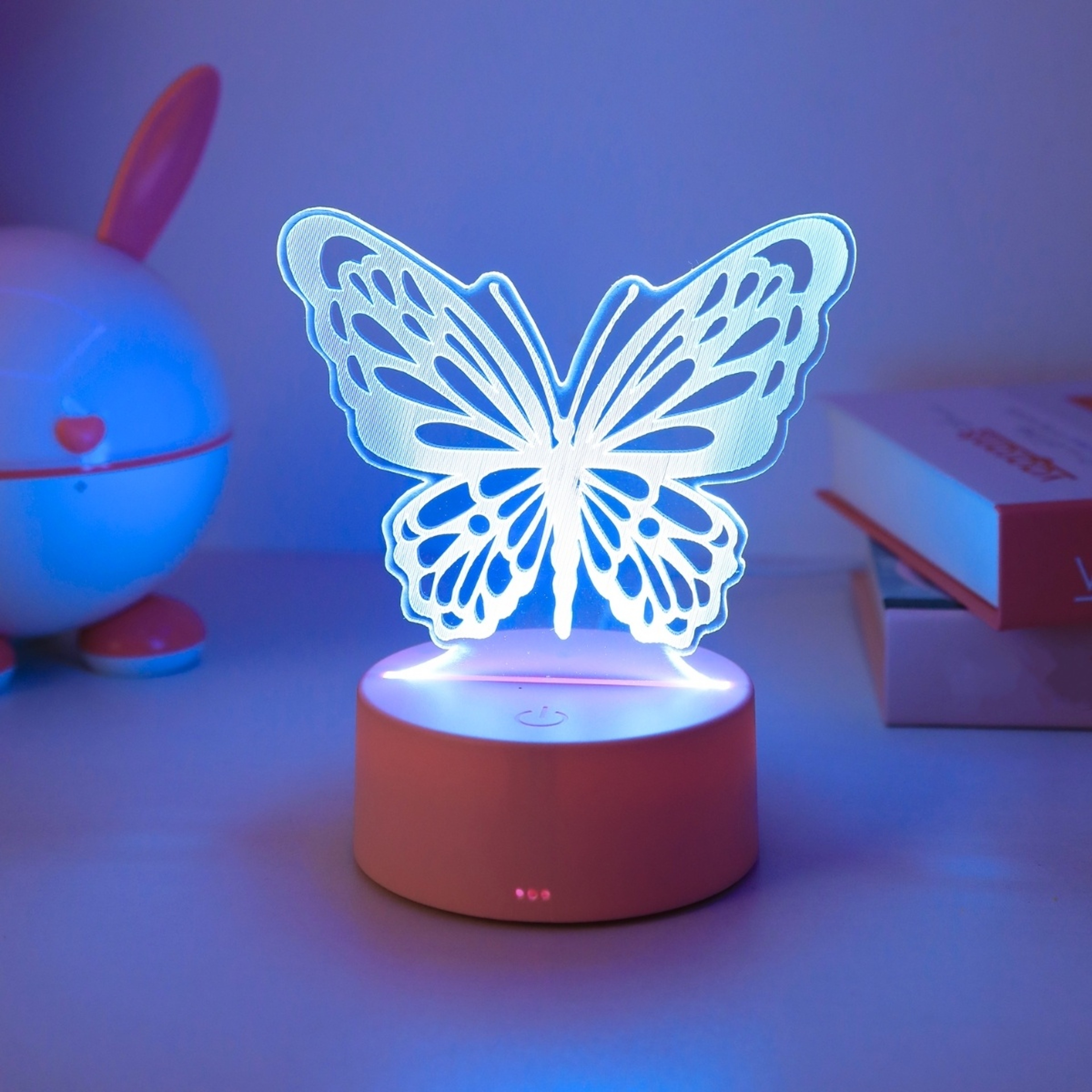butterfly night light, USB bedside lamp, LED butterfly decor, romantic bedroom light, butterfly gift for her – view 1