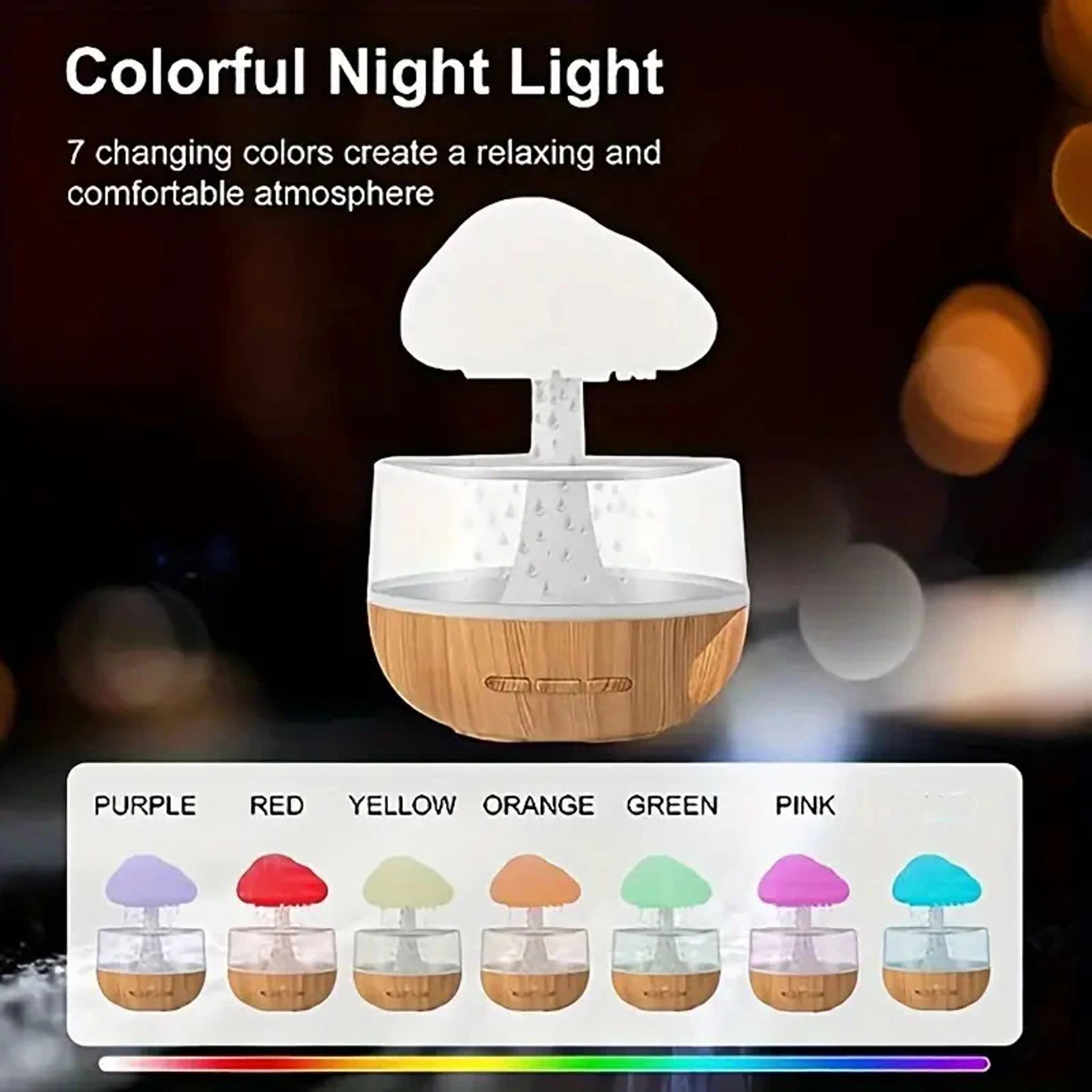 RainCloud Aroma Diffuser Humidifier With Raindrop Night Light 5