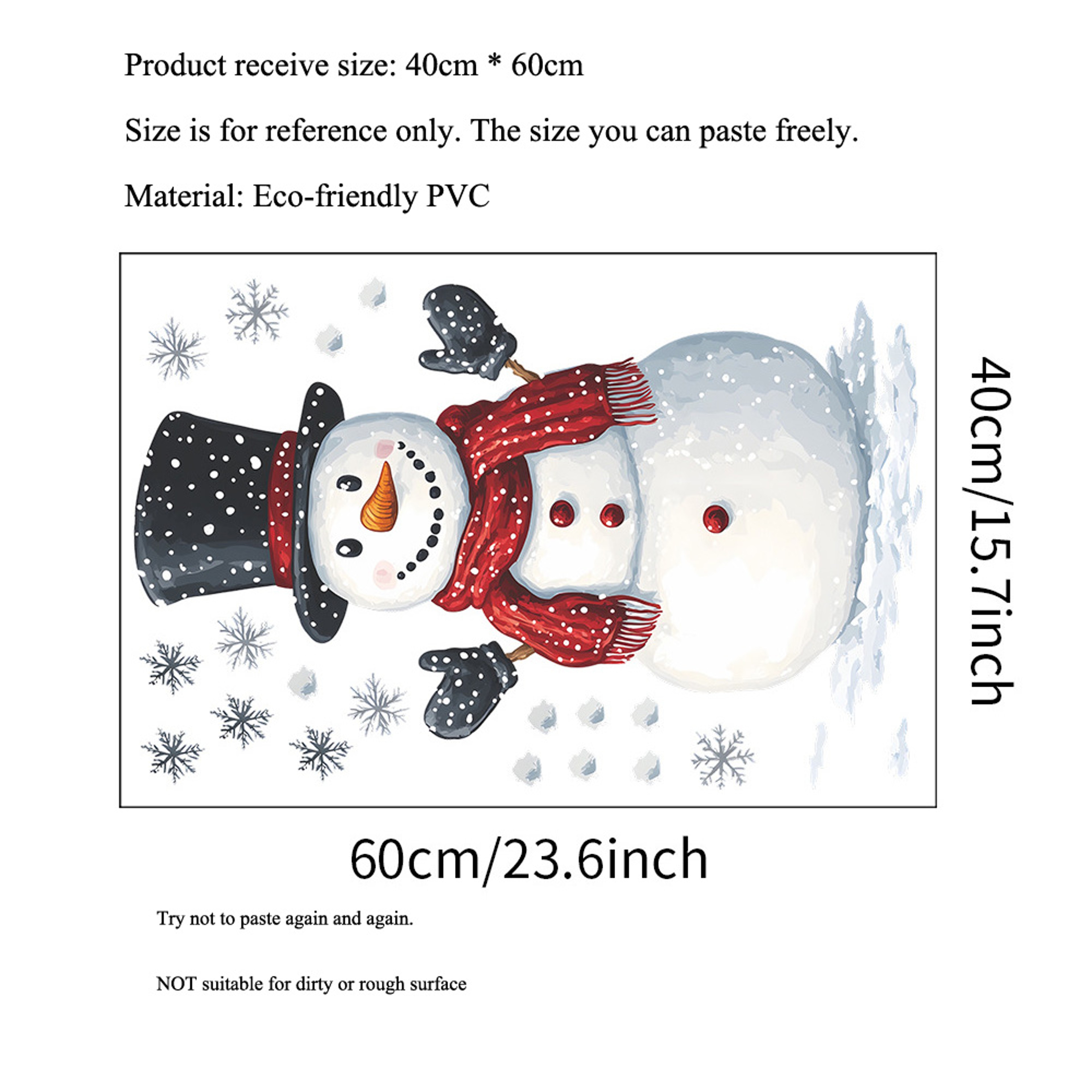 Cozy Christmas Snowman Window Stickers for Holiday Wall & Fridge Decor – view 2
