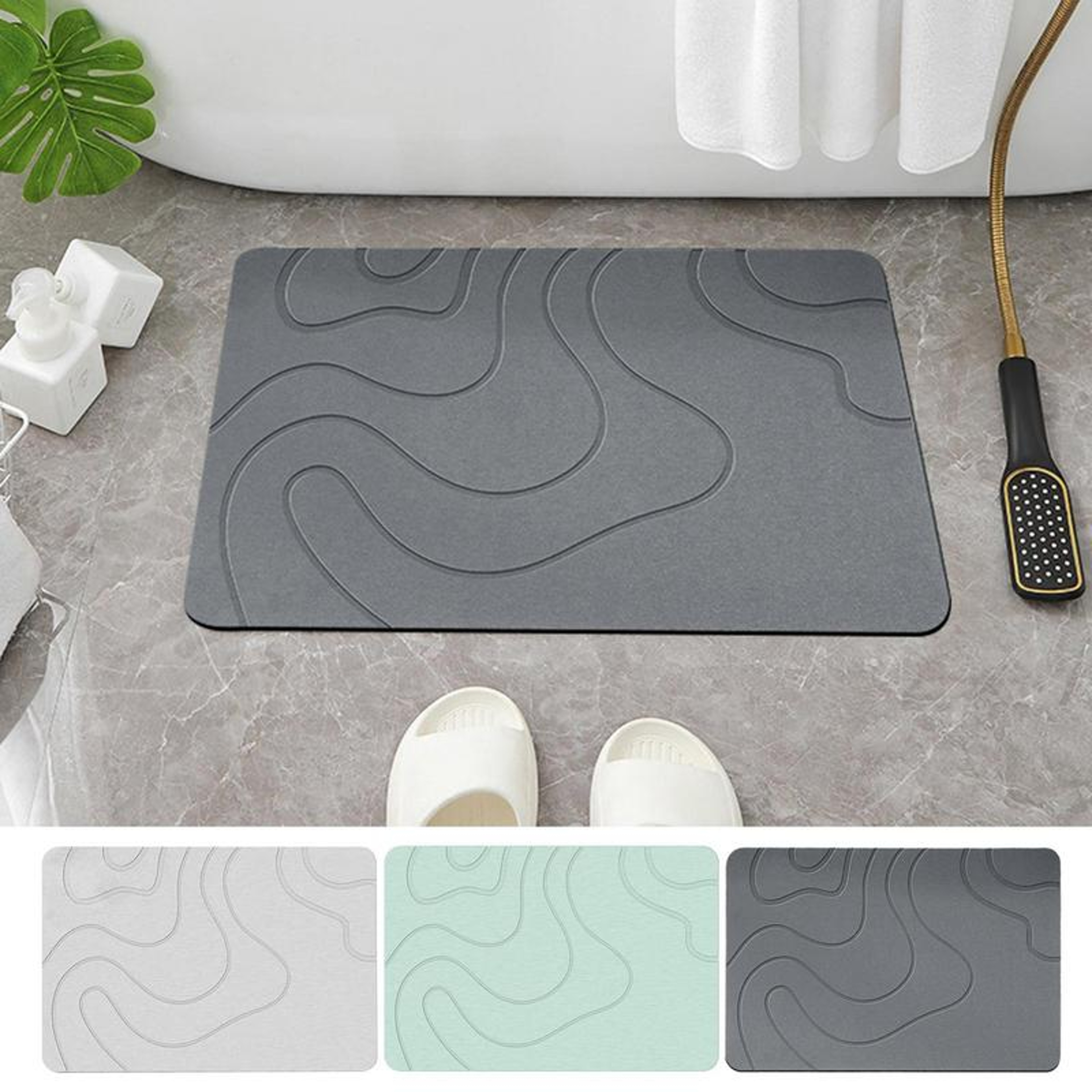 QuickDry Diatomite Bath Mat Non Slip Water Absorbent Shower Rug – view 3