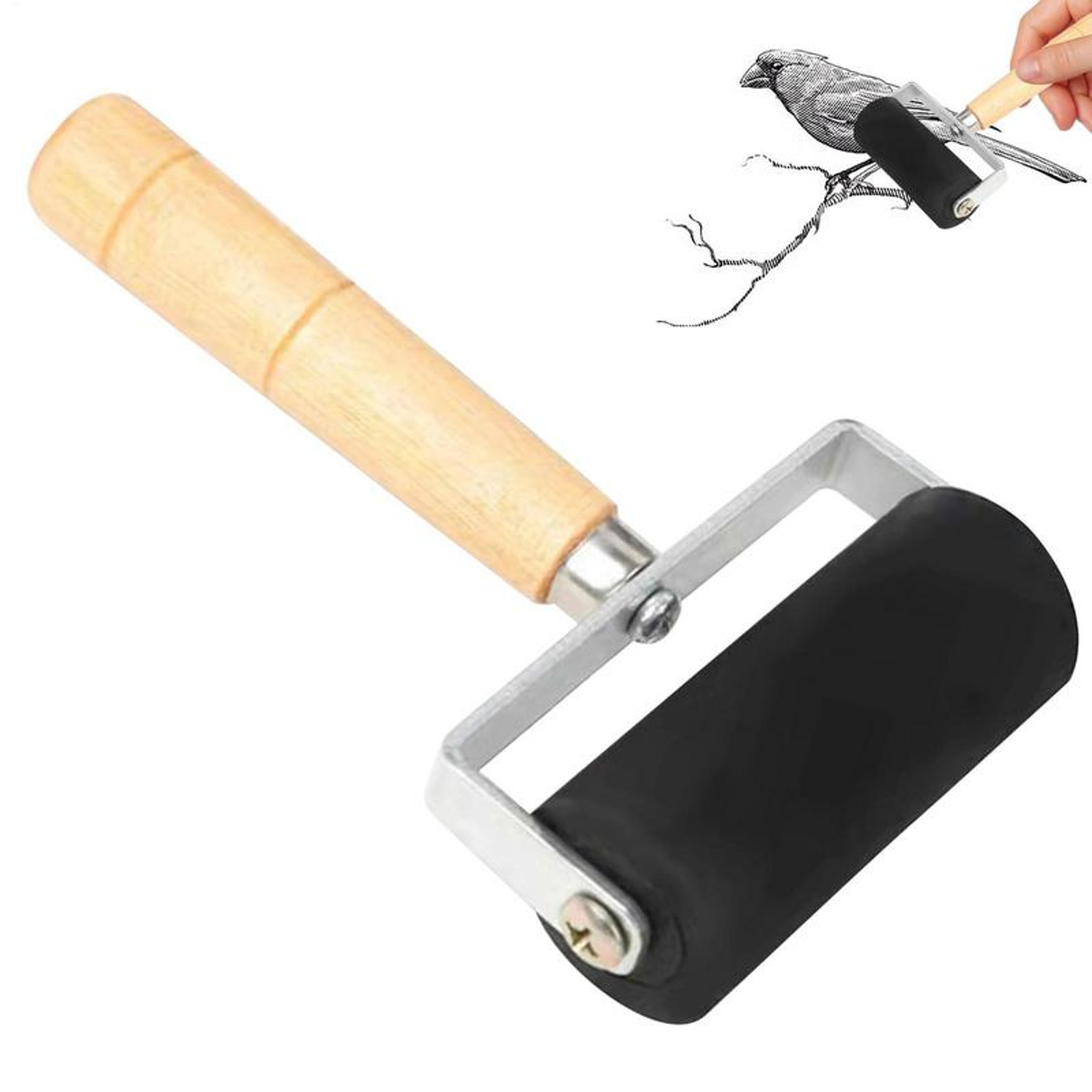 Precision Brayer Roller With Wooden Handle For Printmaking Ink Spreading  Craft Painting 1