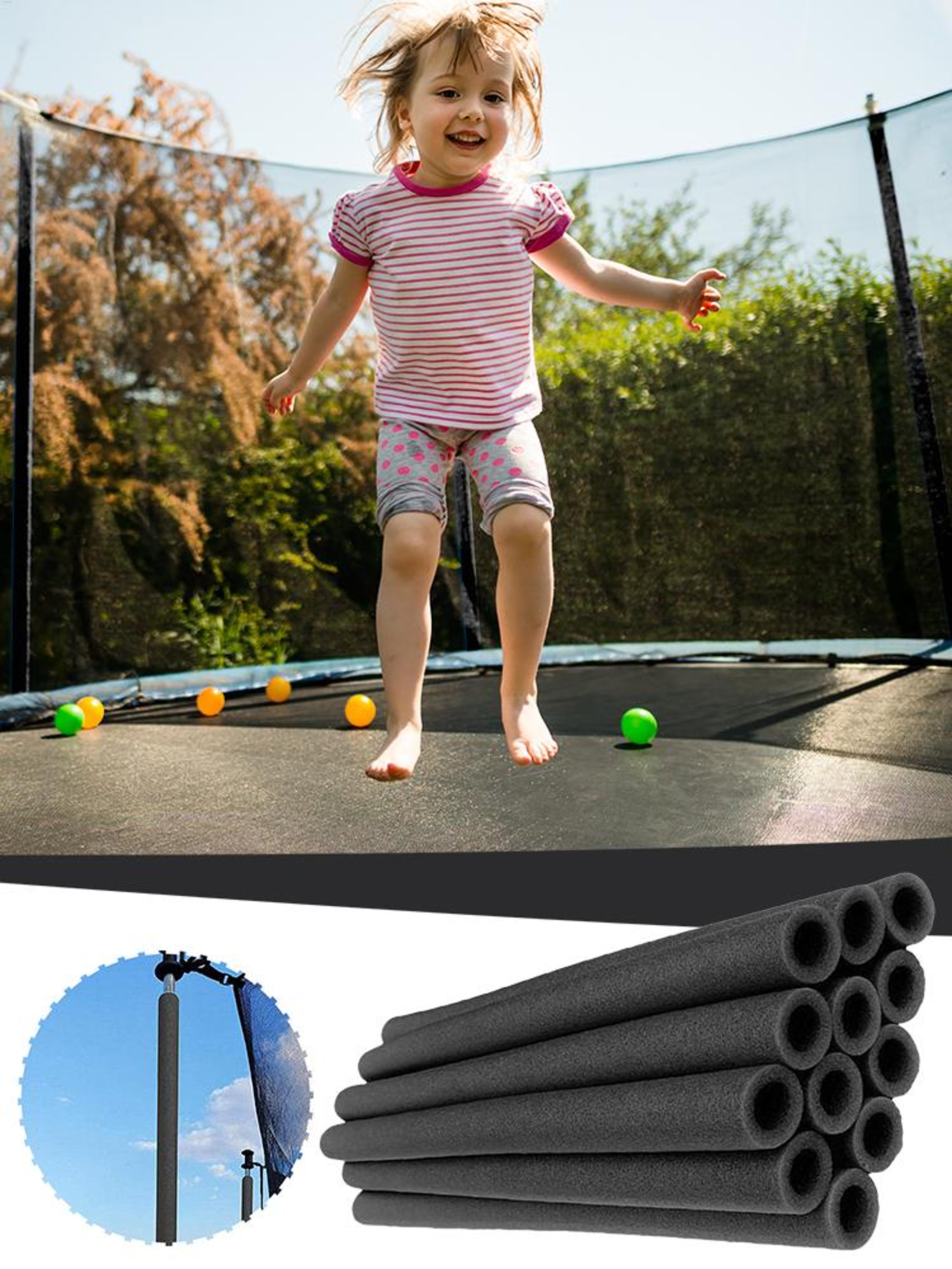 Heavy Duty Trampoline Pole Cover Set With Secure Fit Trampoline Padding For Indoor  Outdoor Safety 5