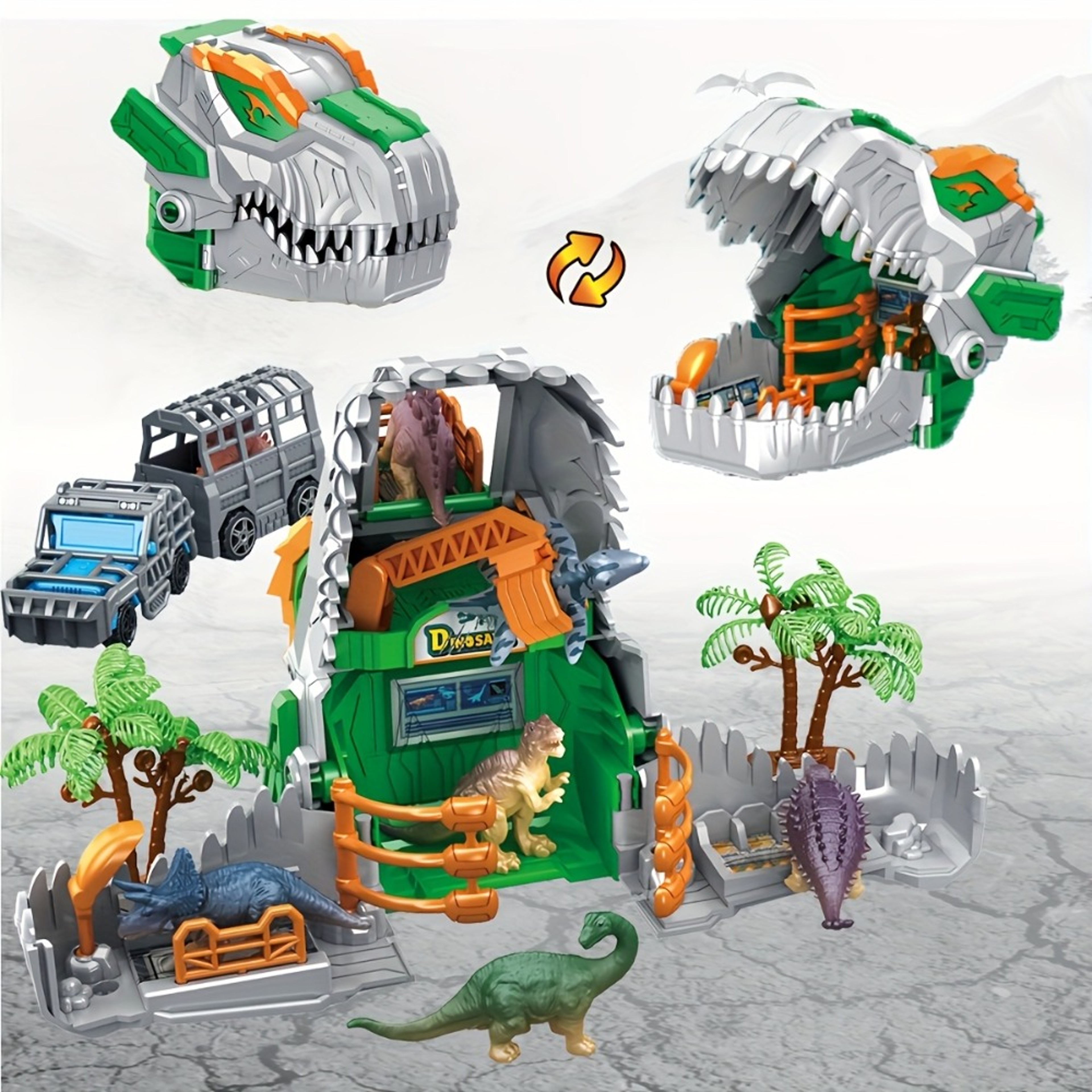 Dino Adventure Transport Base Playset with Transforming Truck & Dinosaur Figures – view 7