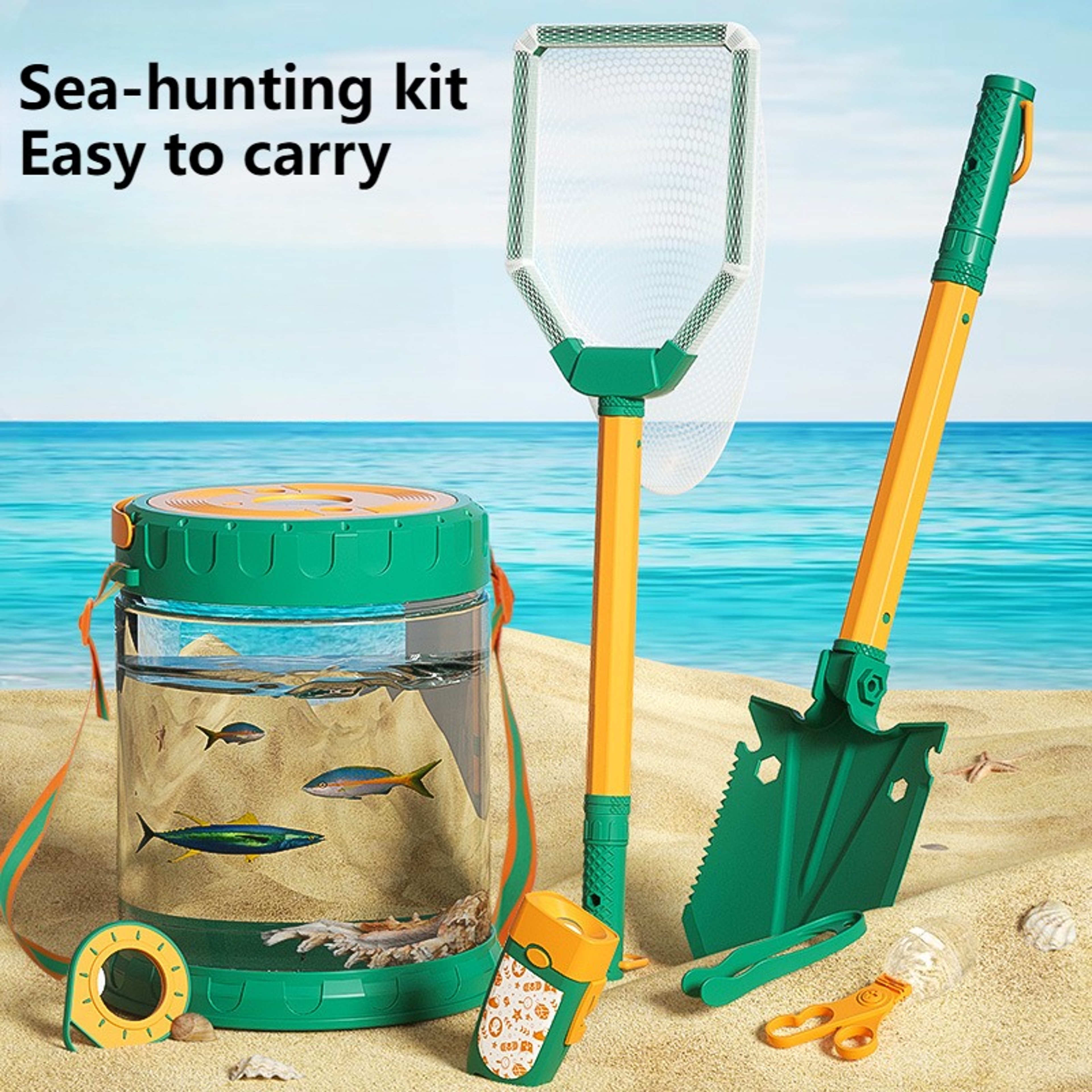 Kids Beach Adventure Kit with Crab Catcher and Shell Collecting Tools – view 1