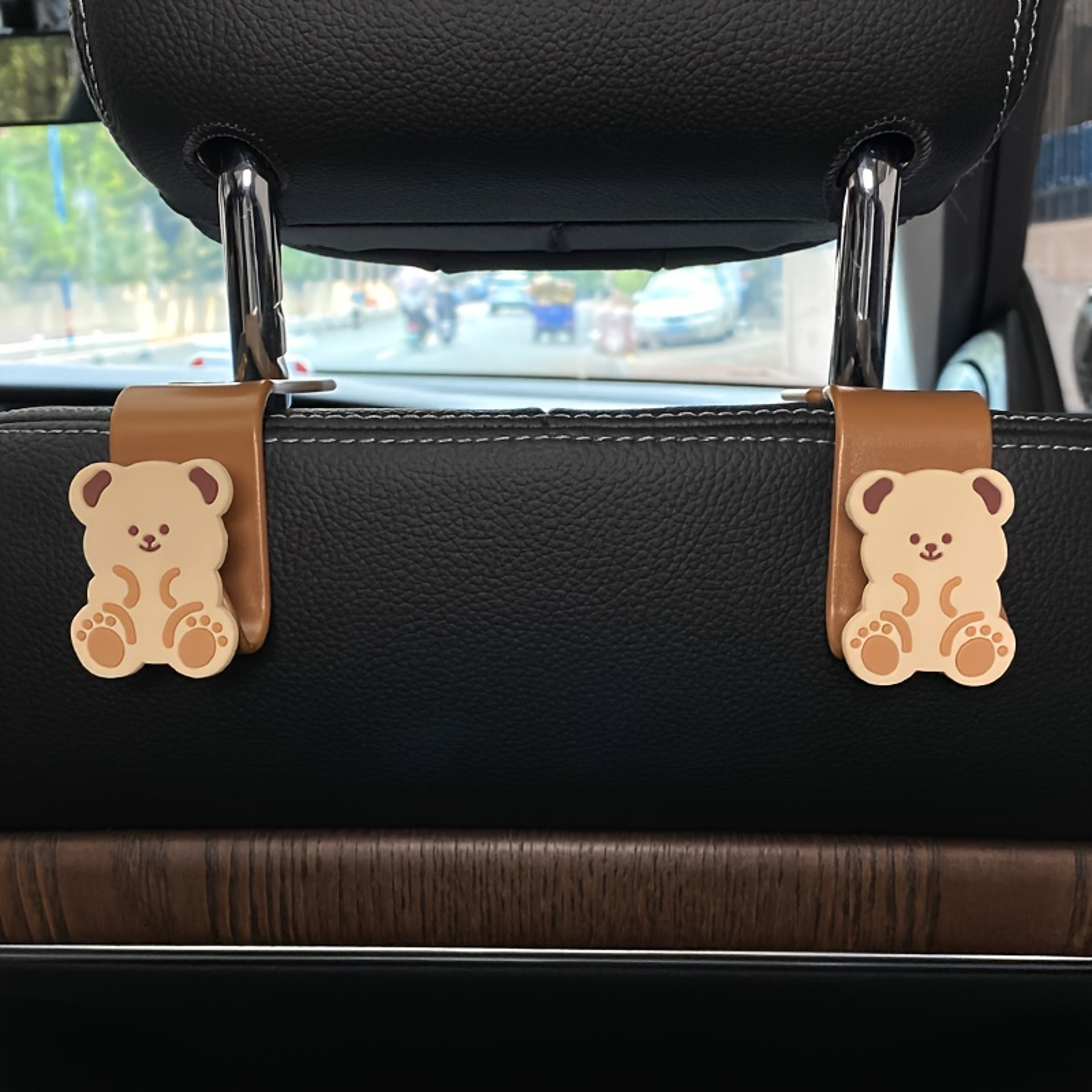 Cute Bear  Bunny Car Headrest Hooks For Bags And Purses Universal Back Seat Organizer 4