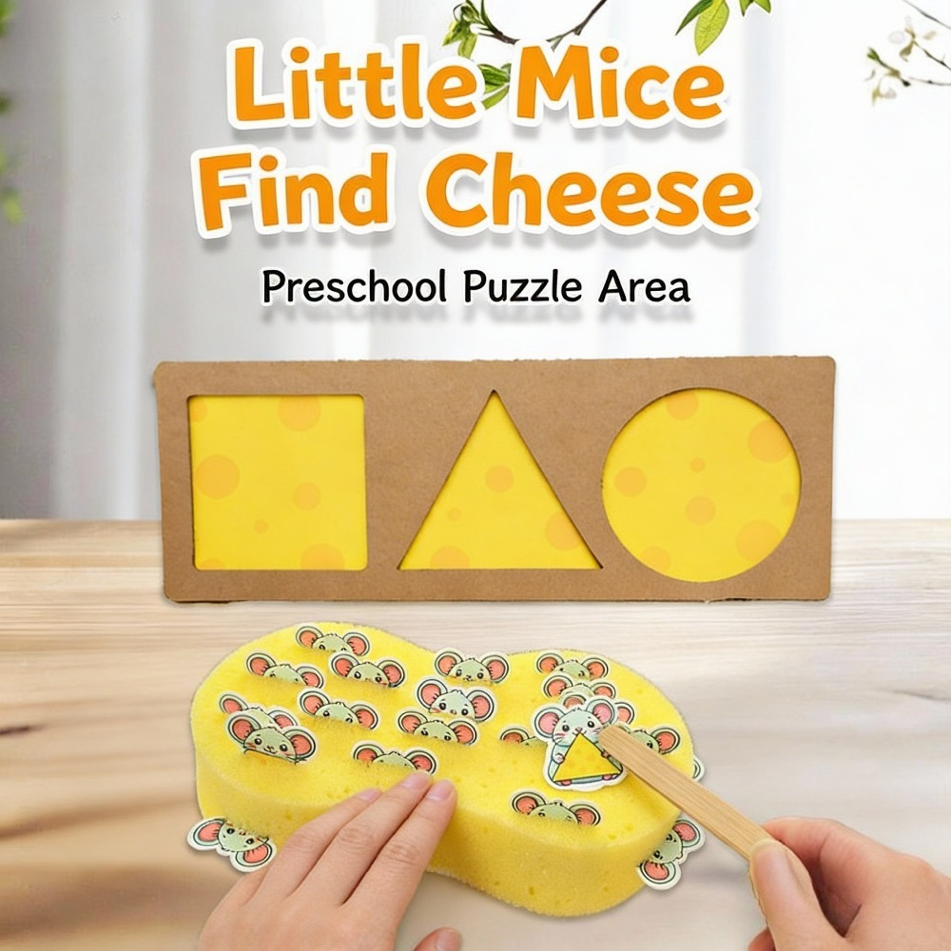 Montessori Shape Matching Game Cheese Mice Puzzle for Toddlers and Family Learning Fun – view 1