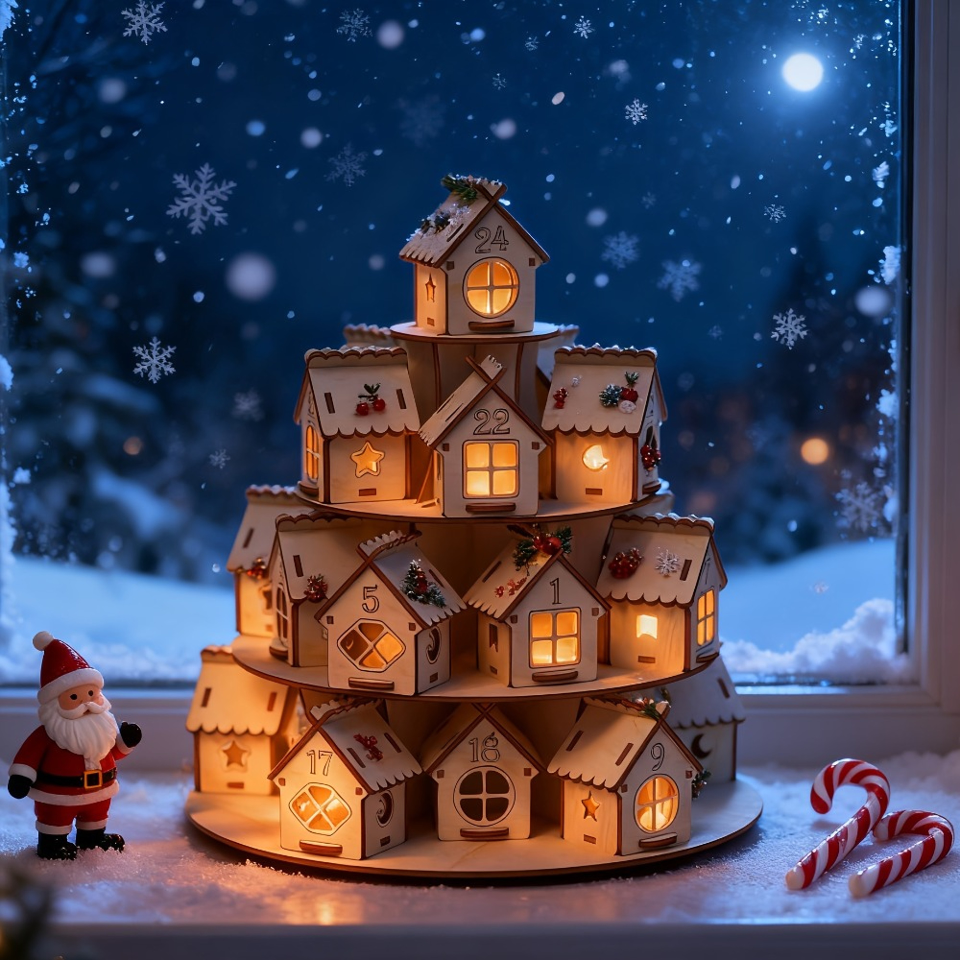 Wooden Advent Calendar House with DIY Gift Boxes for Christmas Countdown Decor – view 7