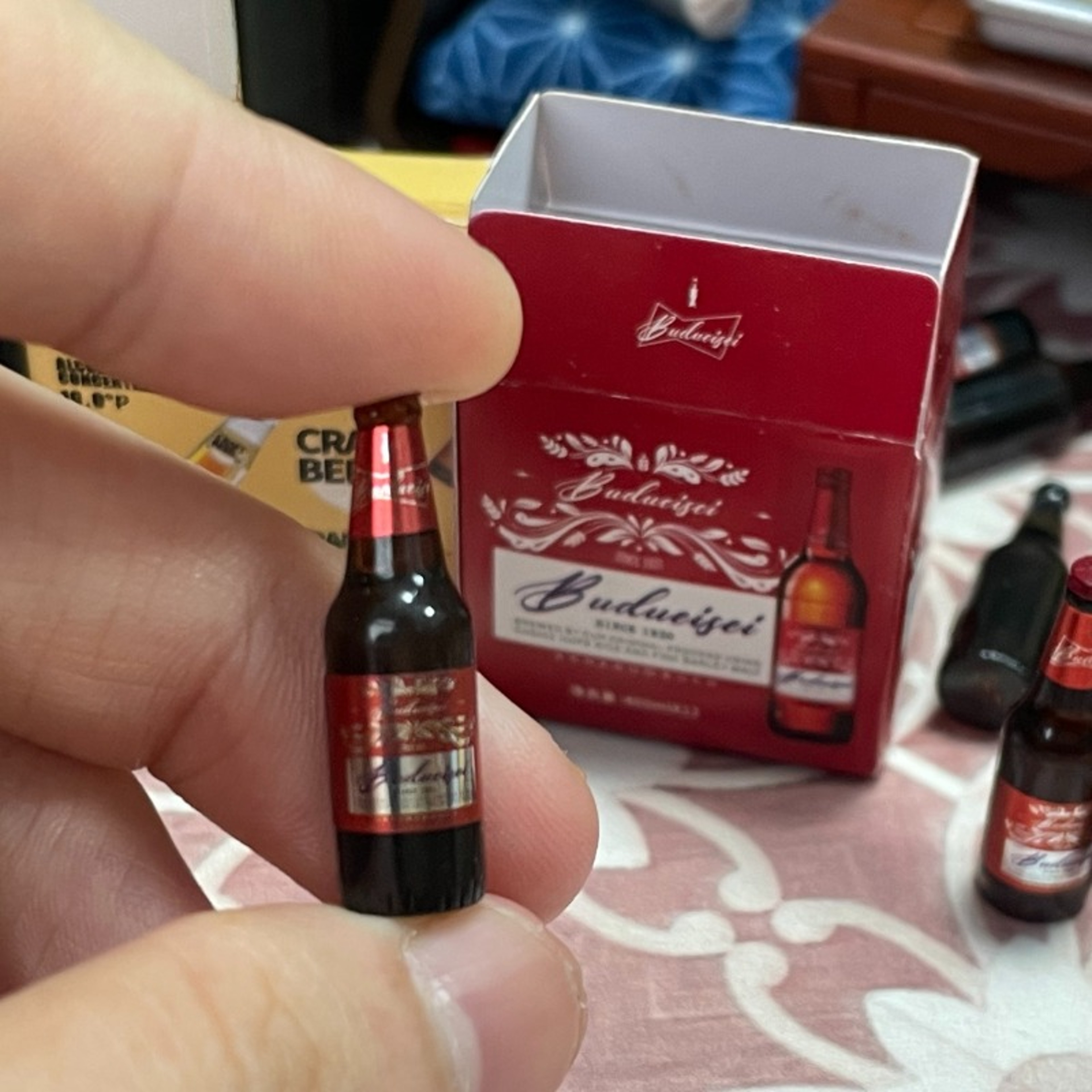 Mini Budweiser Beer Bottle Set for Dollhouse Bar Decor & Pretend Play Accessories – view 1