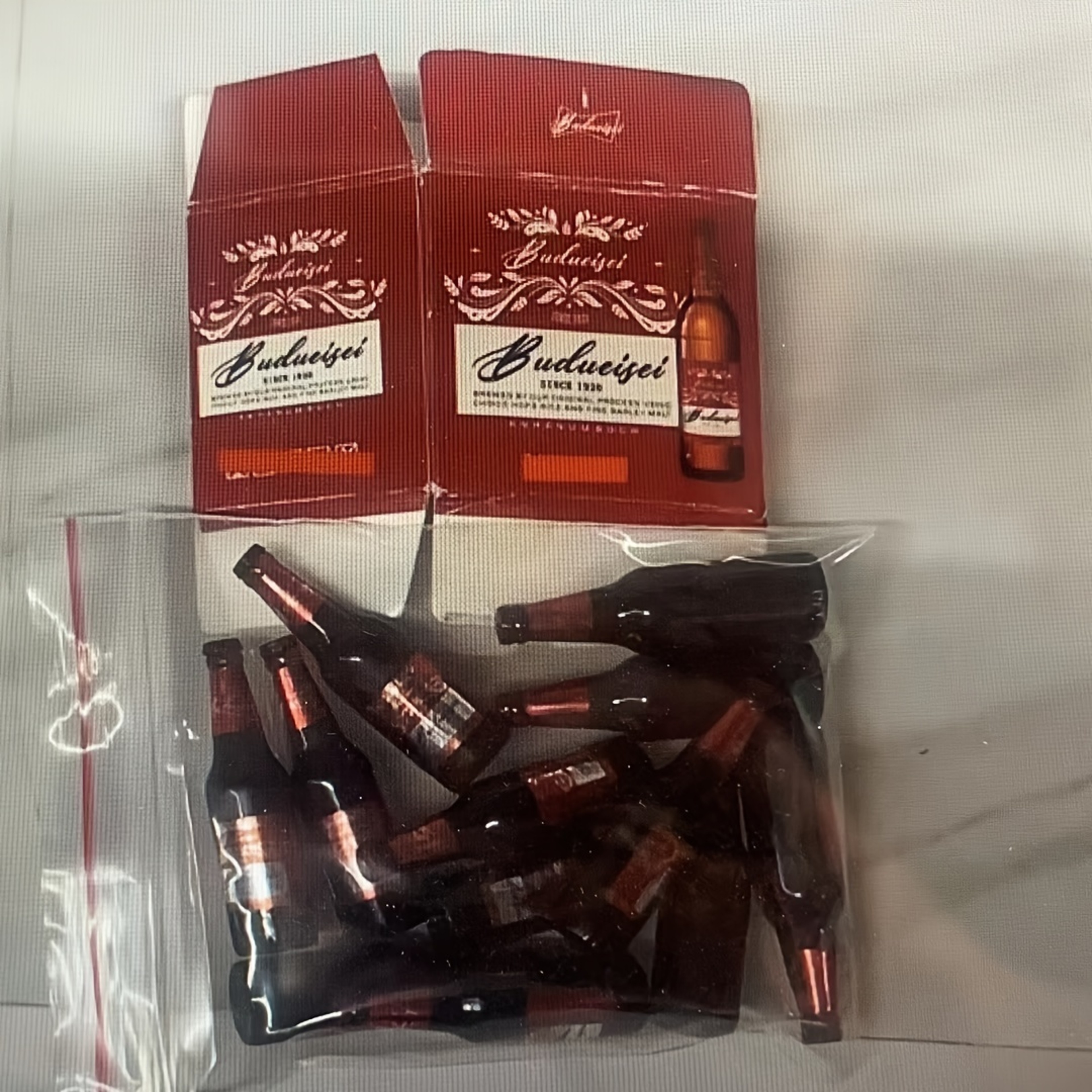 Mini Budweiser Beer Bottle Set for Dollhouse Bar Decor & Pretend Play Accessories – view 7