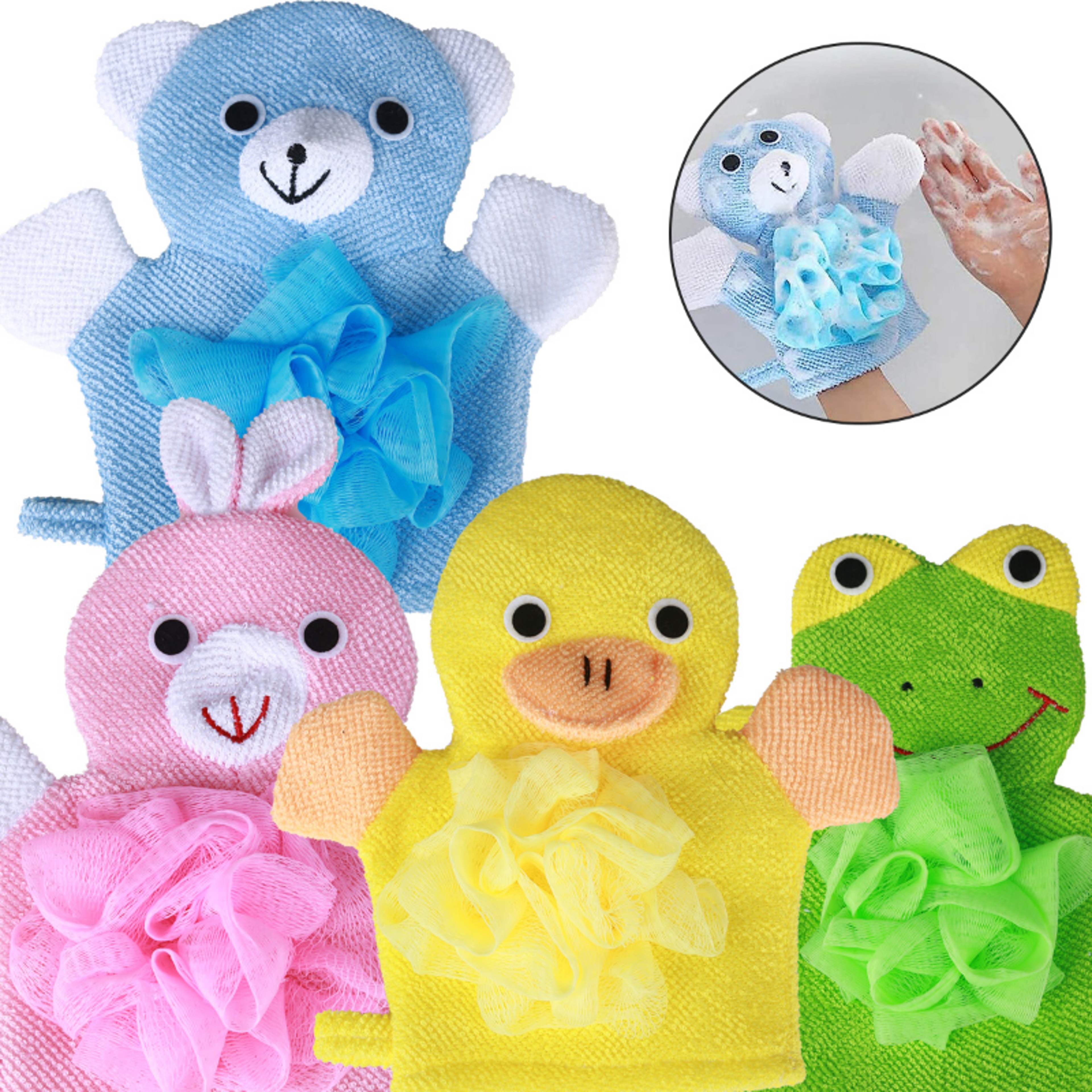 Animal Friends Kids Bath Mitt Sponge For Fun  Gentle Bath Time 0