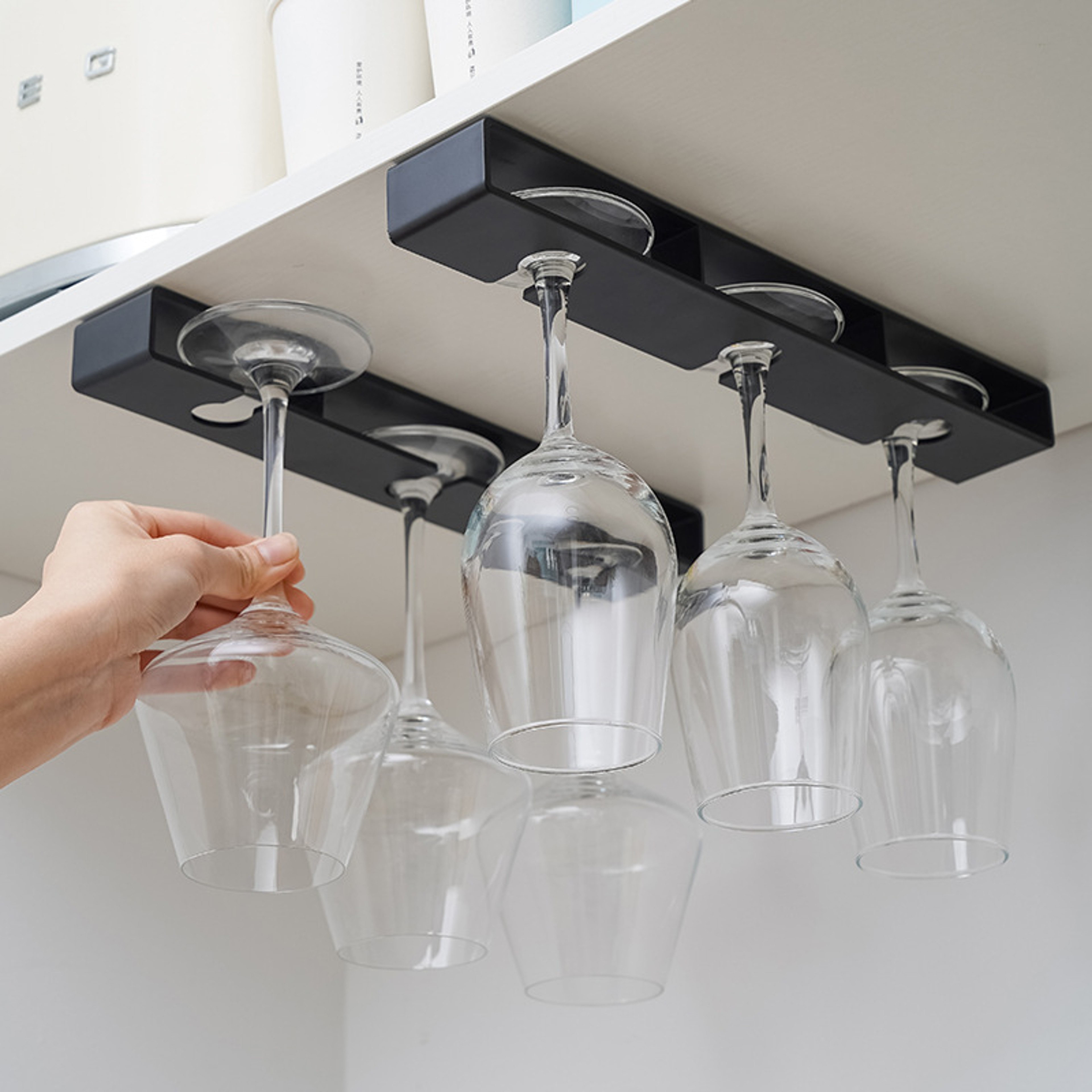 Punch Free Wine Glass Rack Under Cabinet Stemware Holder For Kitchen And Home Bar 0