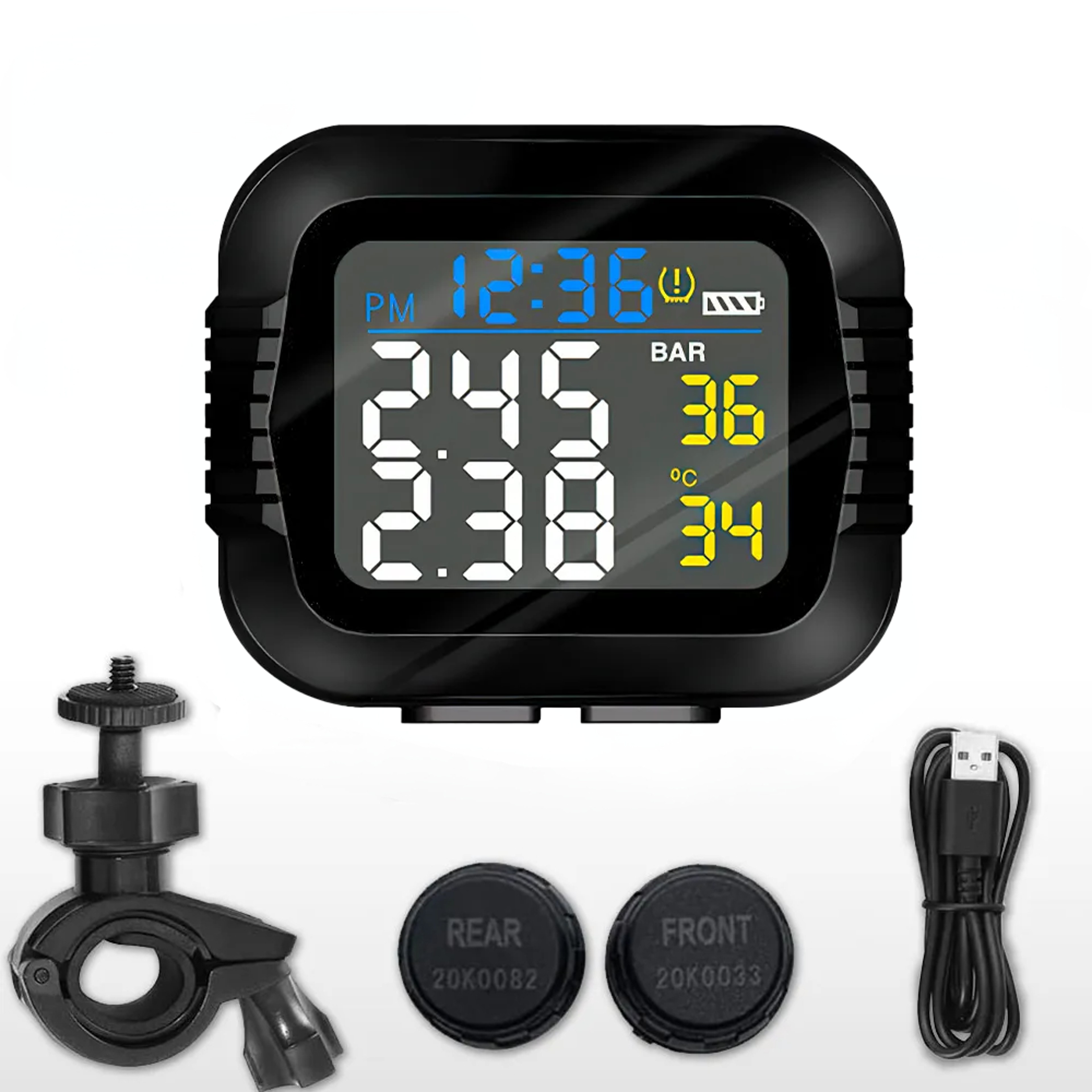 RideGuard Motorcycle TPMS Wireless Tire Pressure Monitor with Real Time Temperature Alerts – view 1