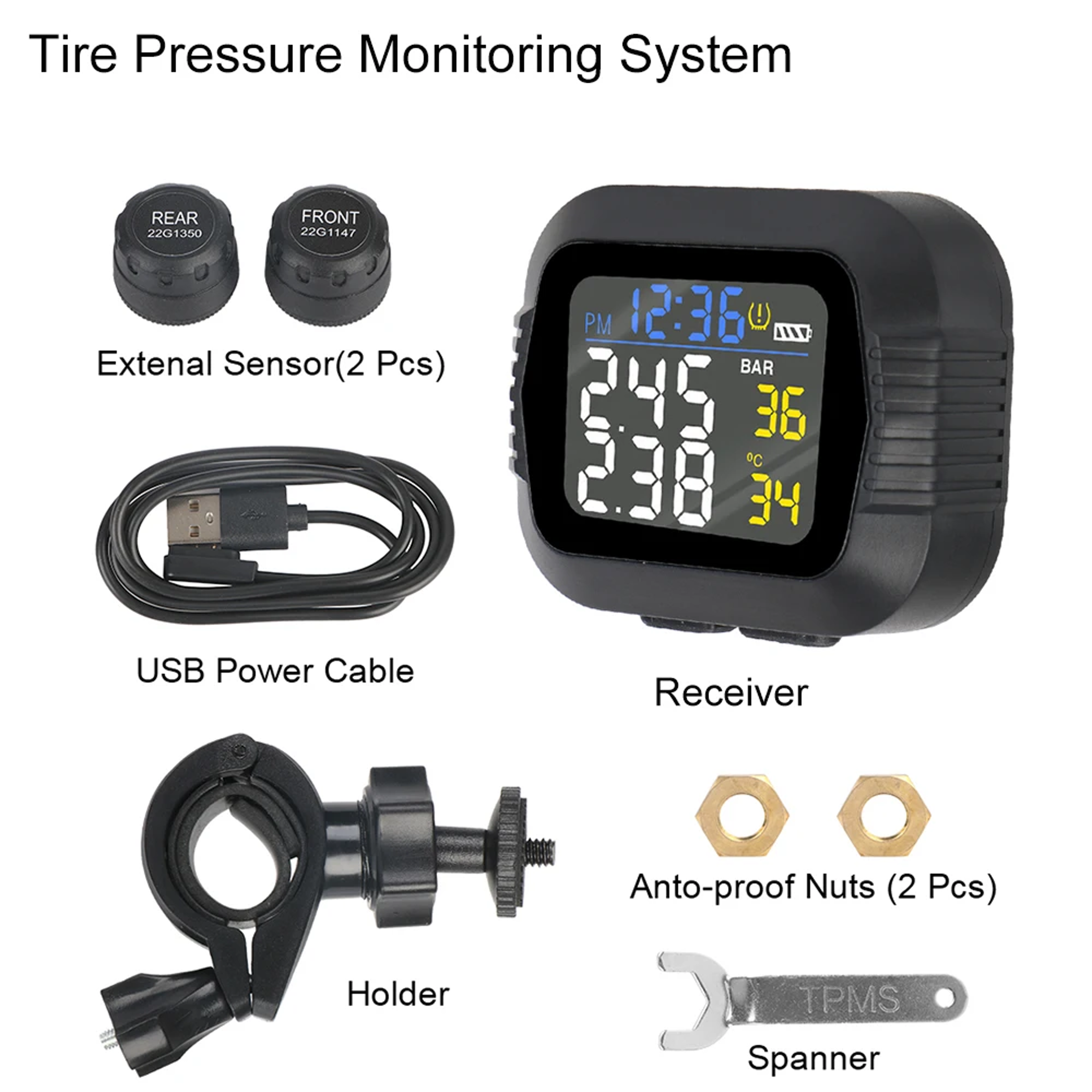 RideGuard Motorcycle TPMS Wireless Tire Pressure Monitor with Real Time Temperature Alerts – view 7