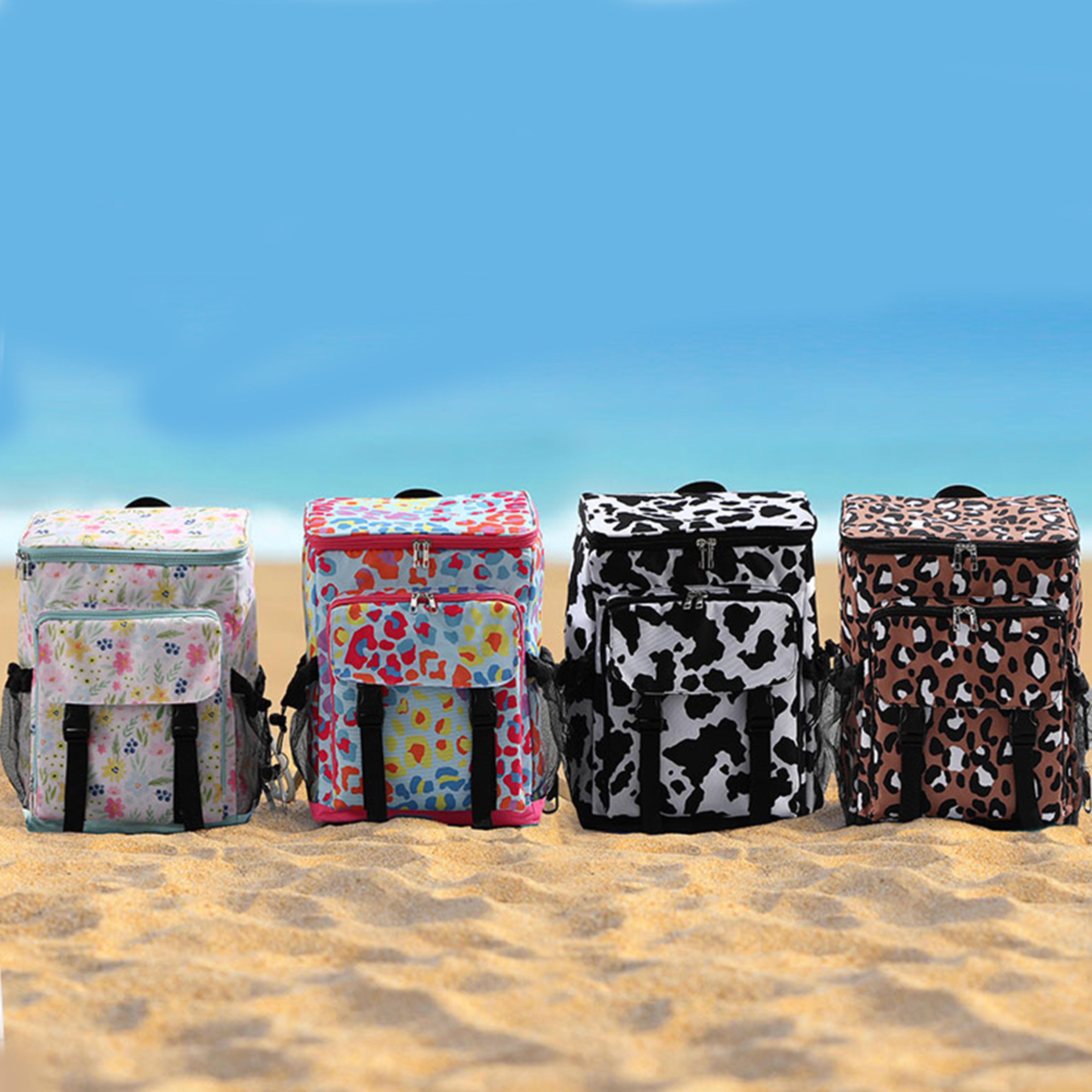 Leopard Print Insulated Cooler Backpack For Beach Hiking  Picnic Trips 0