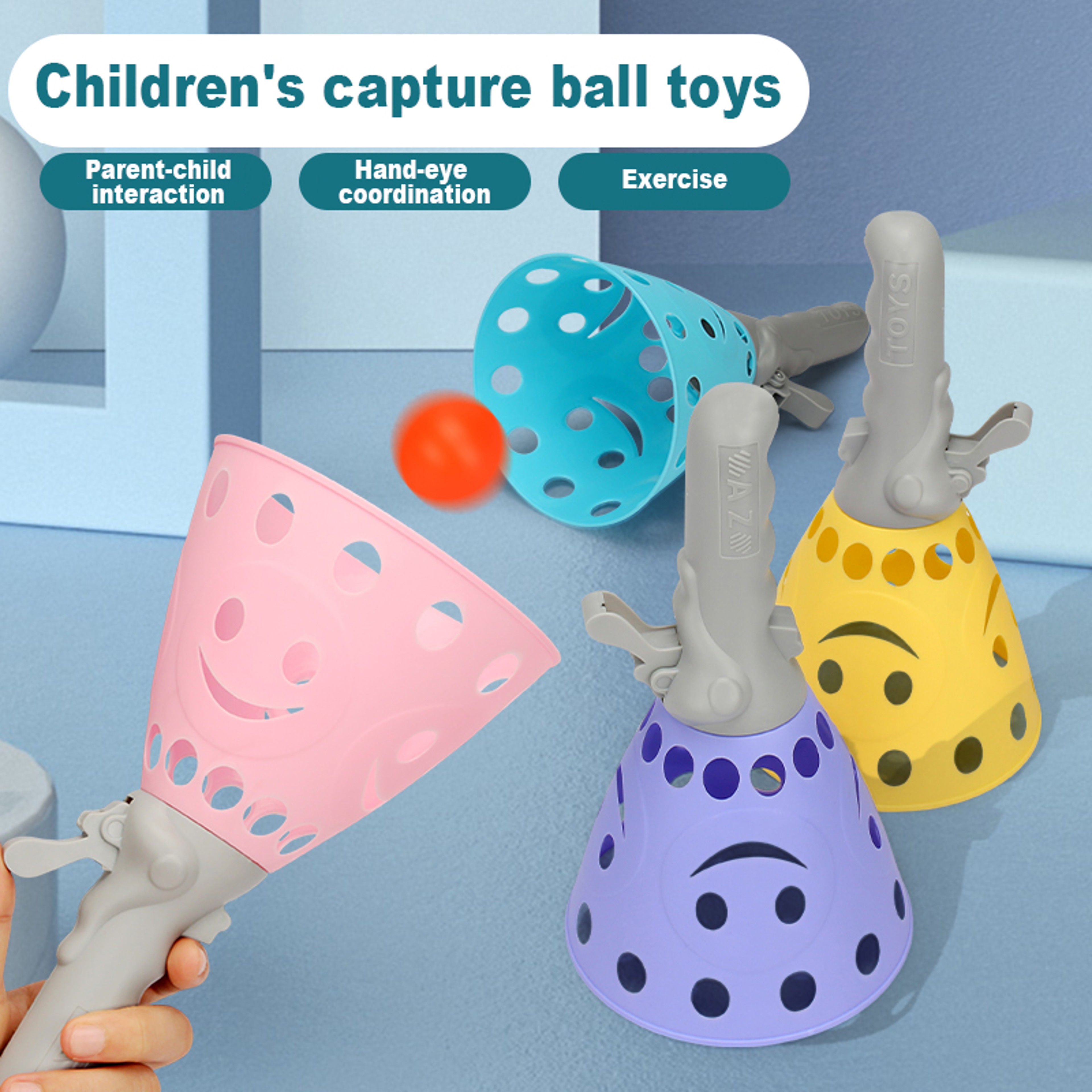 Kids Pop Catch Ball Game Set with Launch Baskets & Balls for Outdoor Indoor Play – view 3