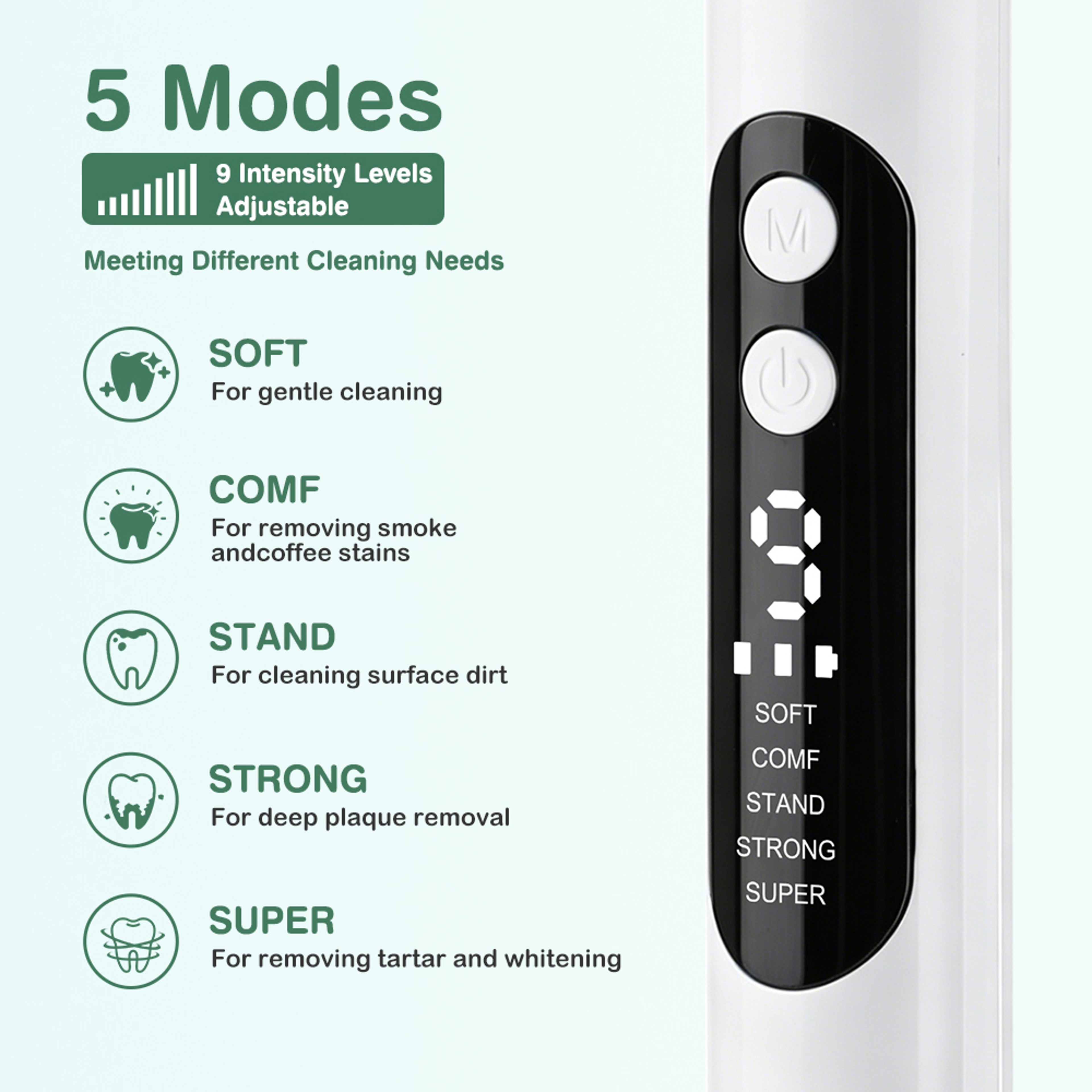 Ultrasonic Dental Plaque Remover With LED Light  Cleaning Modes 3