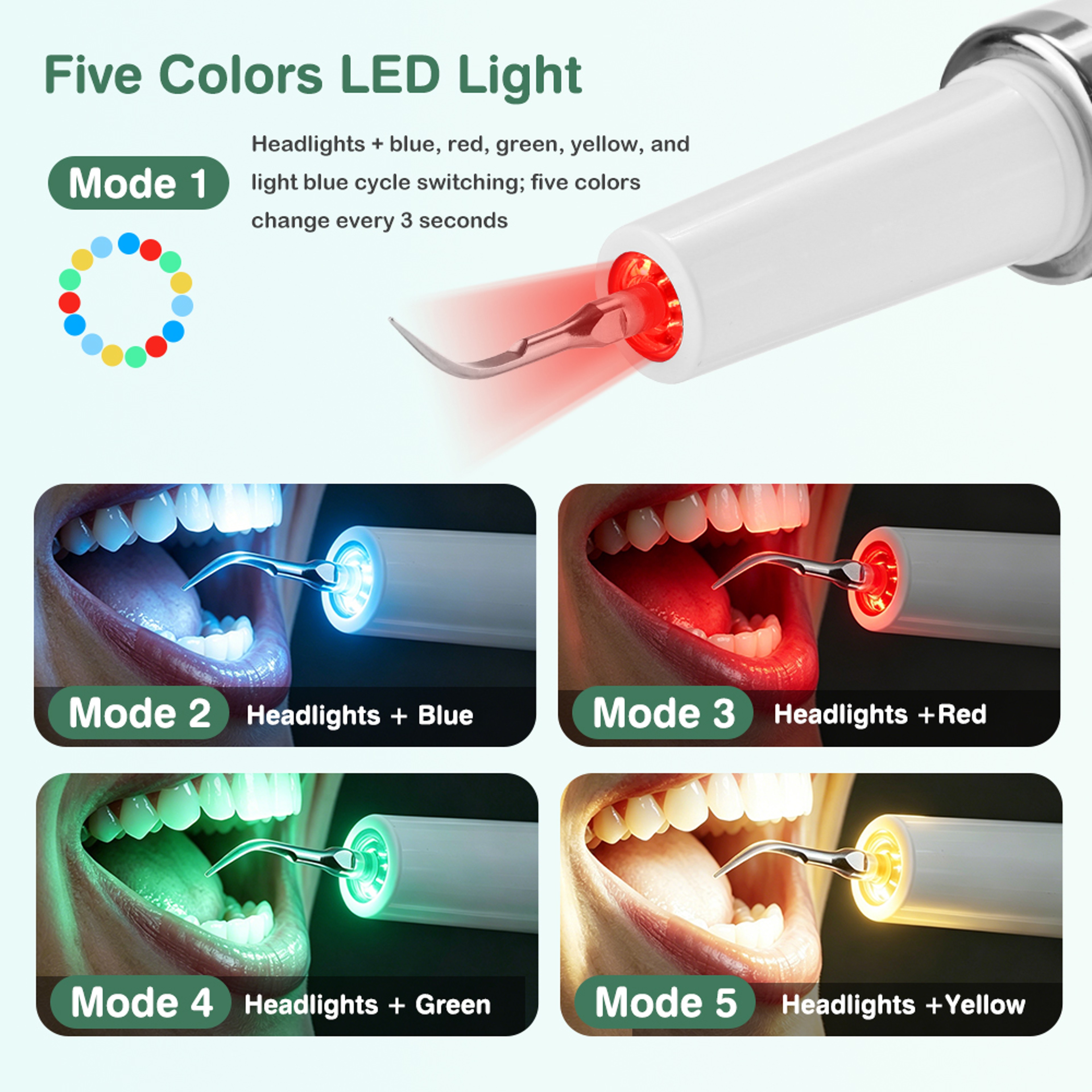 Ultrasonic Dental Plaque Remover With LED Light  Cleaning Modes 4