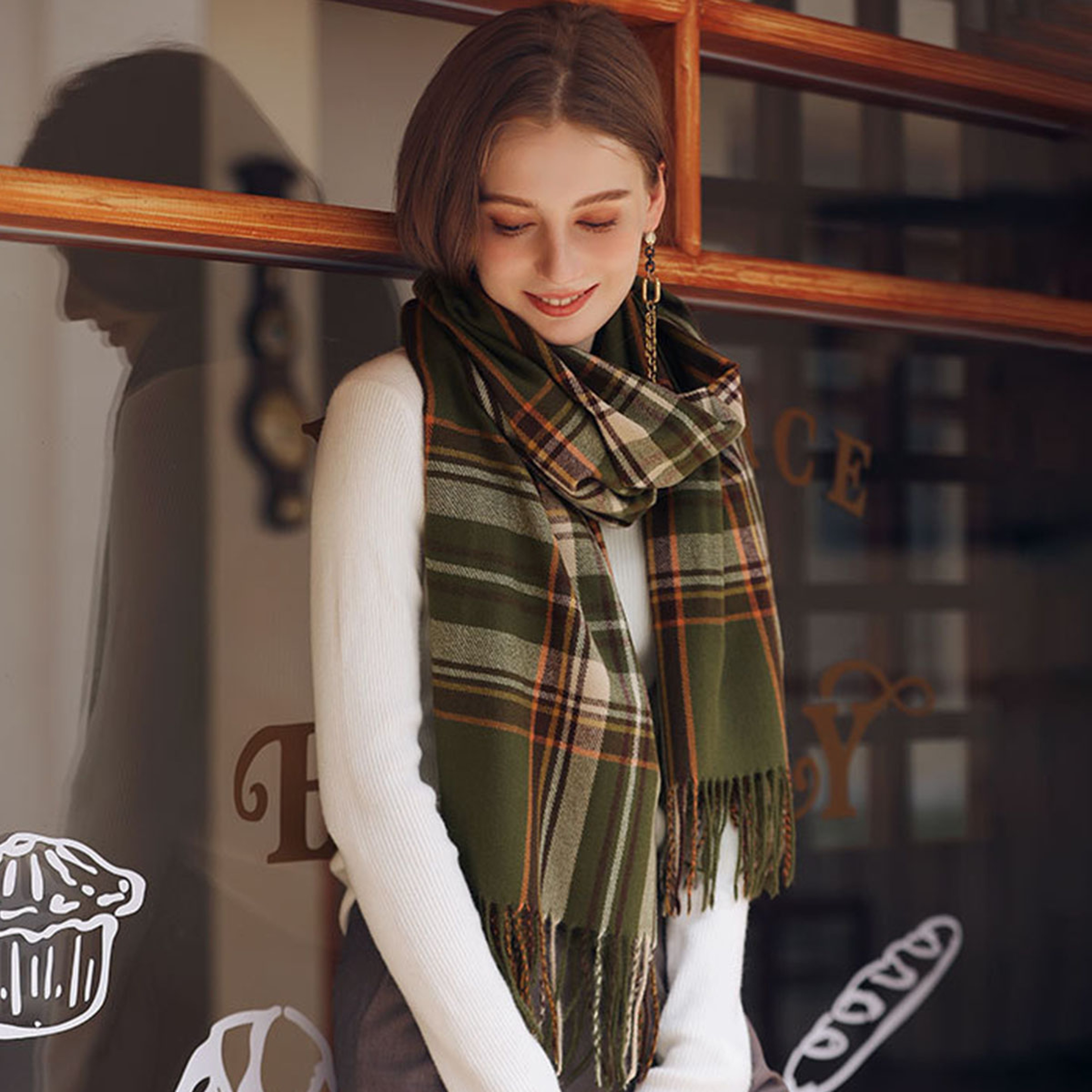 Highland Plaid Winter Scarf For Women Soft Tartan Scarf Long Wrap Shawl 6