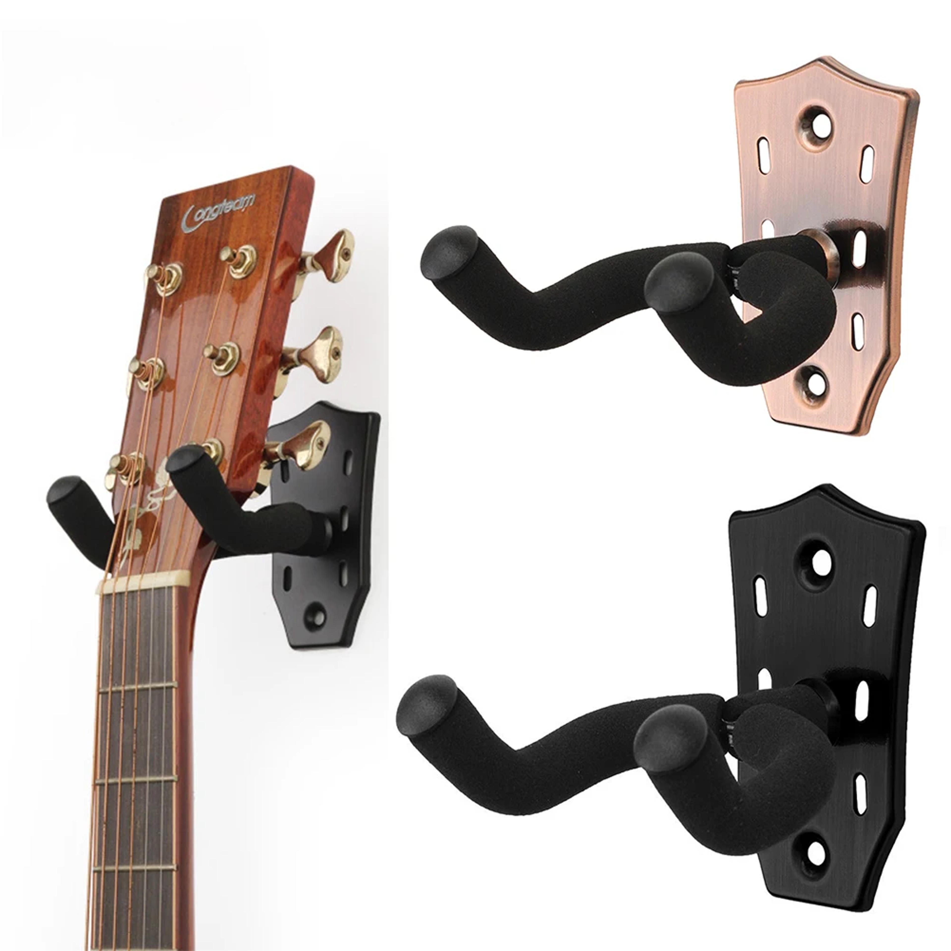 Wall Mount Guitar Hanger Stand with Non Slip Hook for Acoustic Electric Guitar Bass & Ukulele – view 1