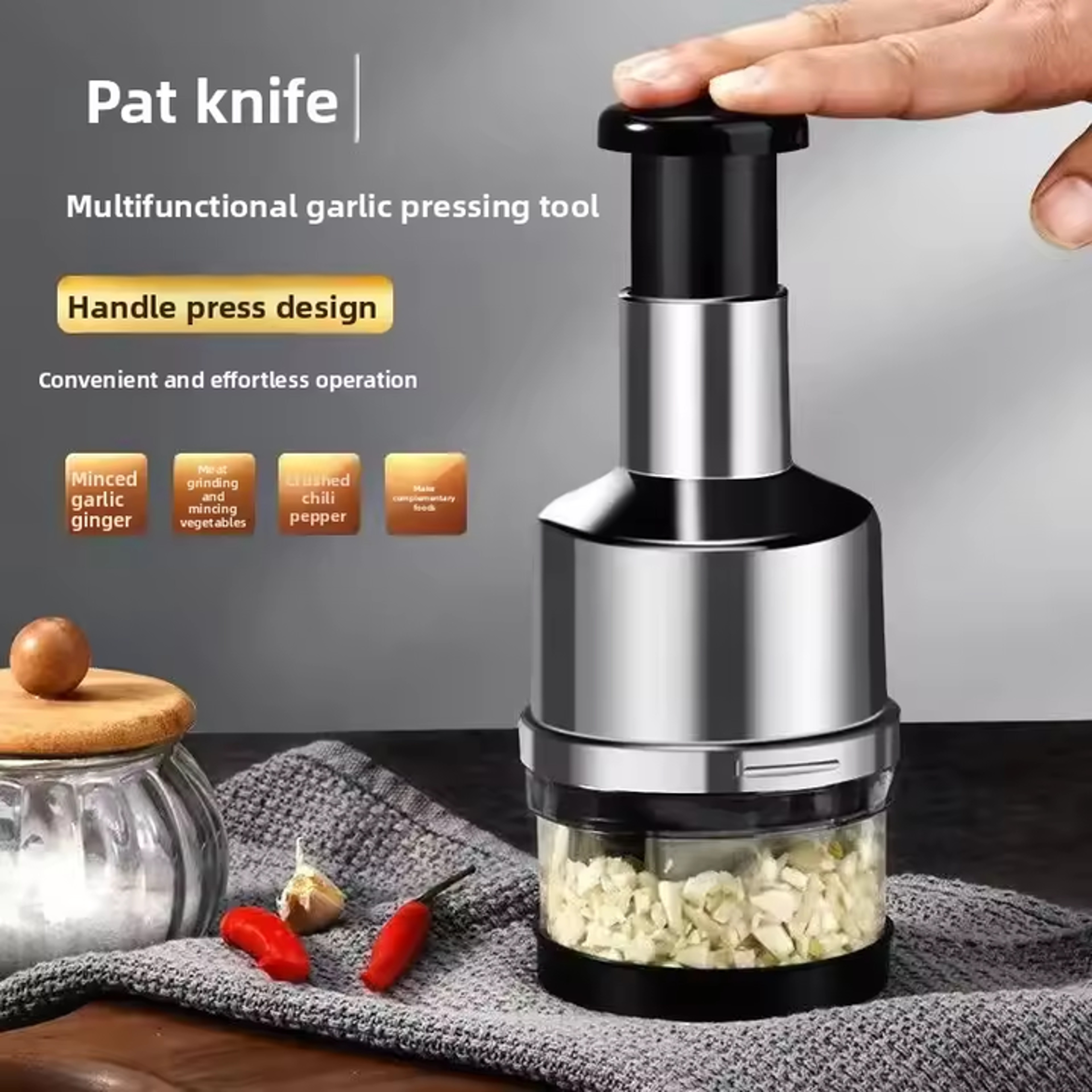 QuickSlice Stainless Steel Manual Food Chopper For Garlic Herbs Nuts  Vegetables 1