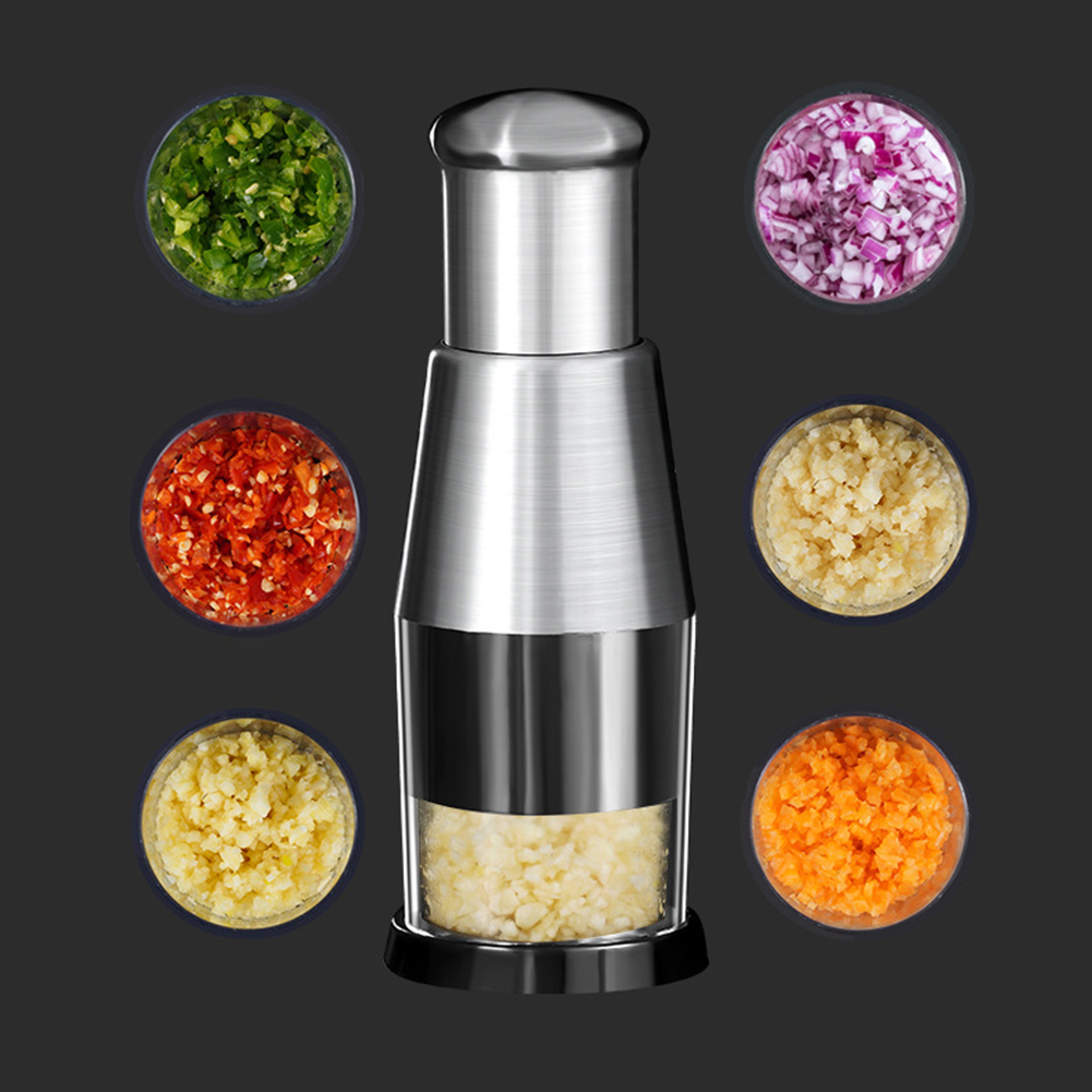 QuickSlice Stainless Steel Manual Food Chopper For Garlic Herbs Nuts  Vegetables 3