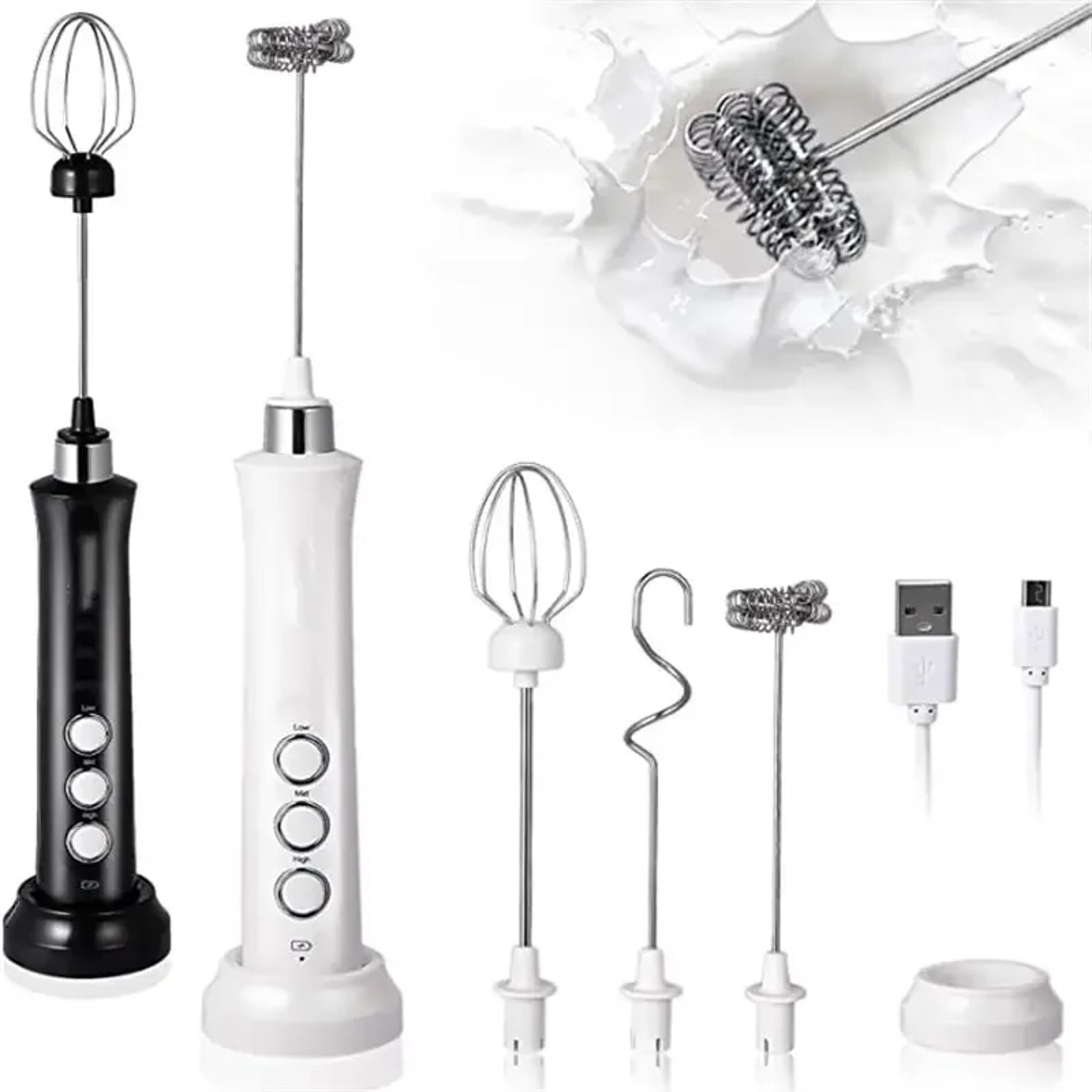 Velora USB Rechargeable Milk Frother Speed Handheld Foam Maker For Latte Cappuccino  Matcha 0