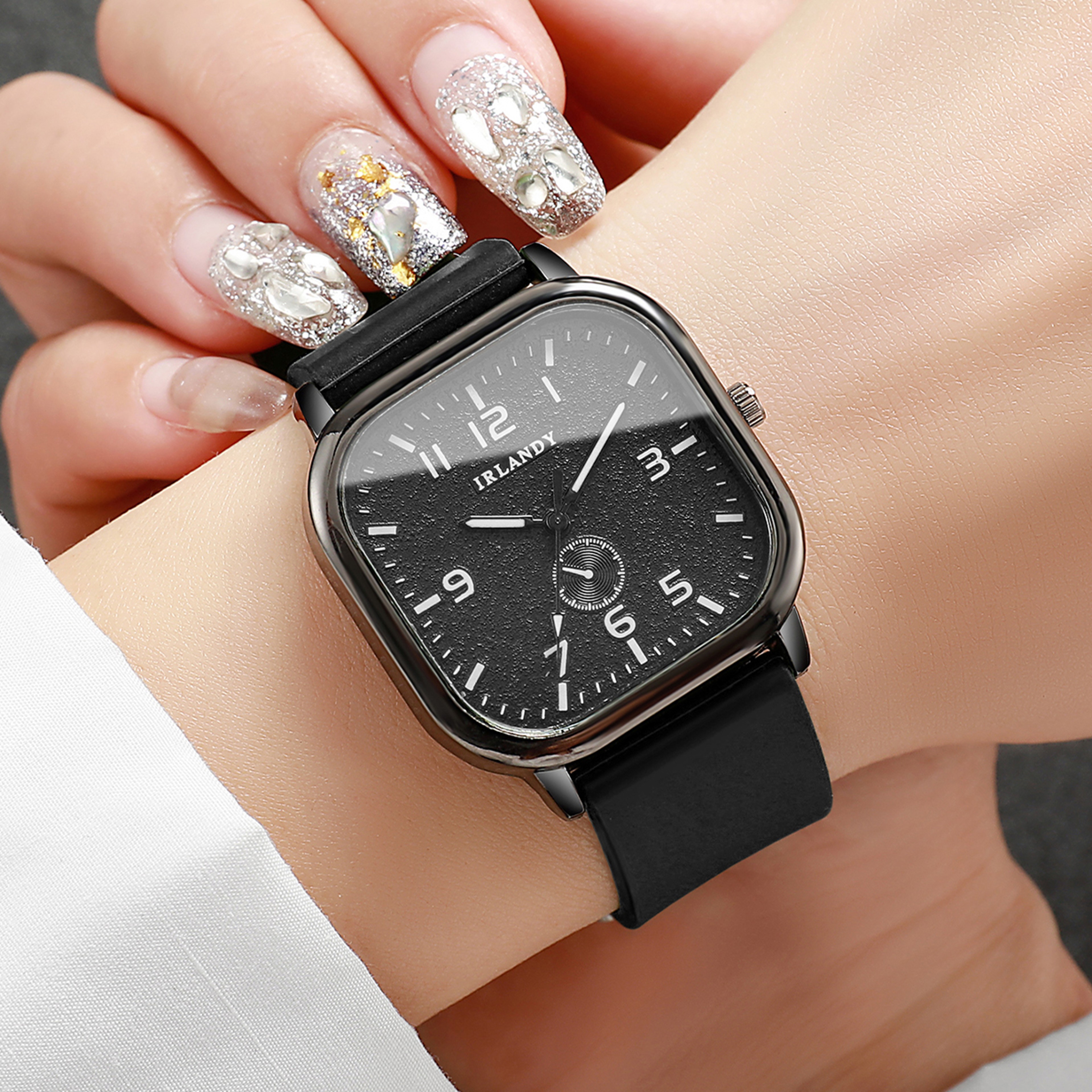 LunaFlex Square Quartz Watch With Silicone Strap For Women  Students 2